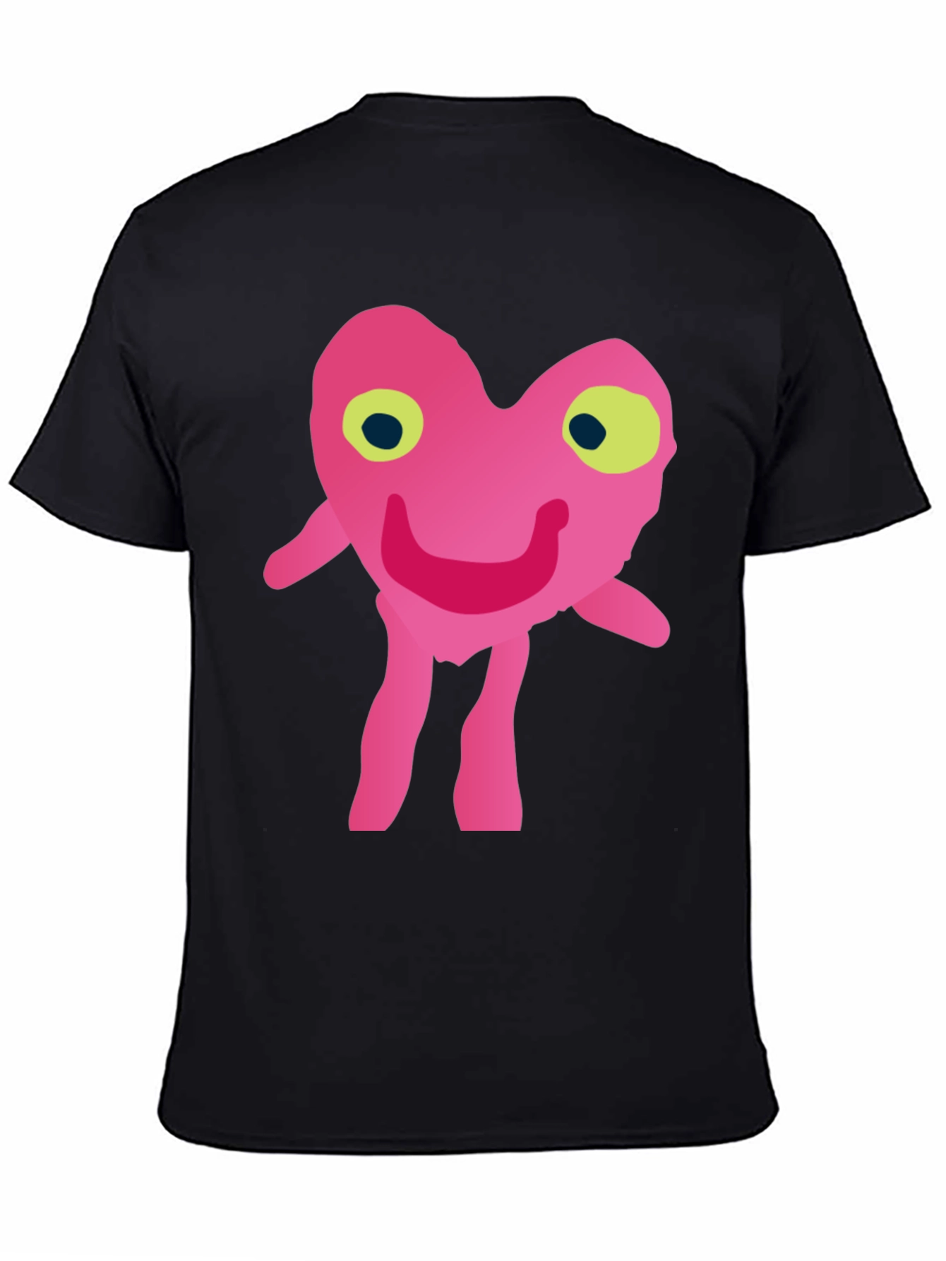 Funny Pink Heart Character Graphic T-Shirt