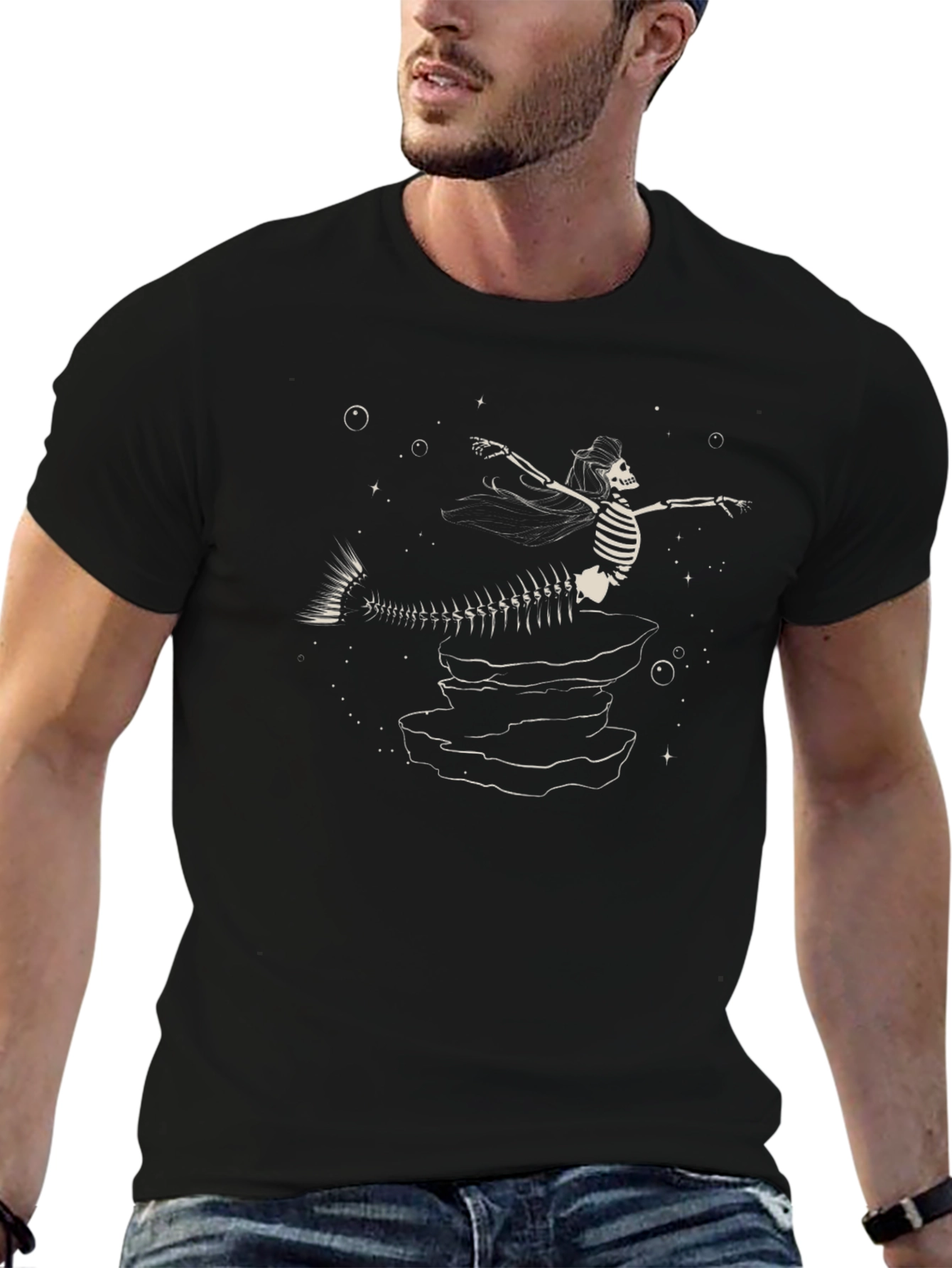 Skeleton Mermaid T-Shirt - Unique Graphic Tee