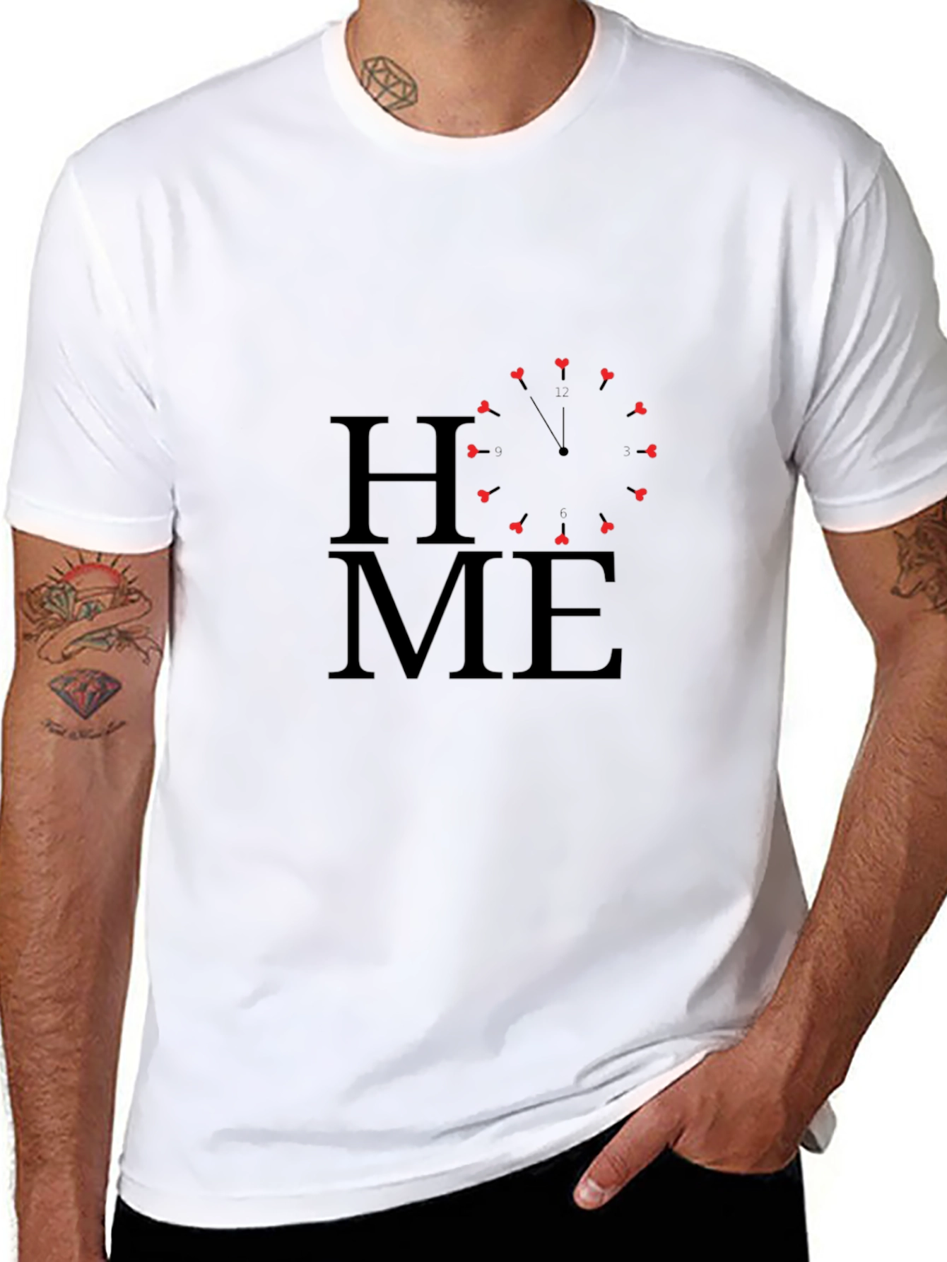 HOME Heart Clock Black T-Shirt