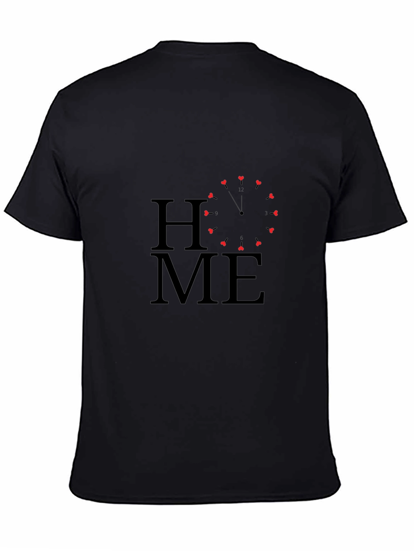 HOME Heart Clock Black T-Shirt