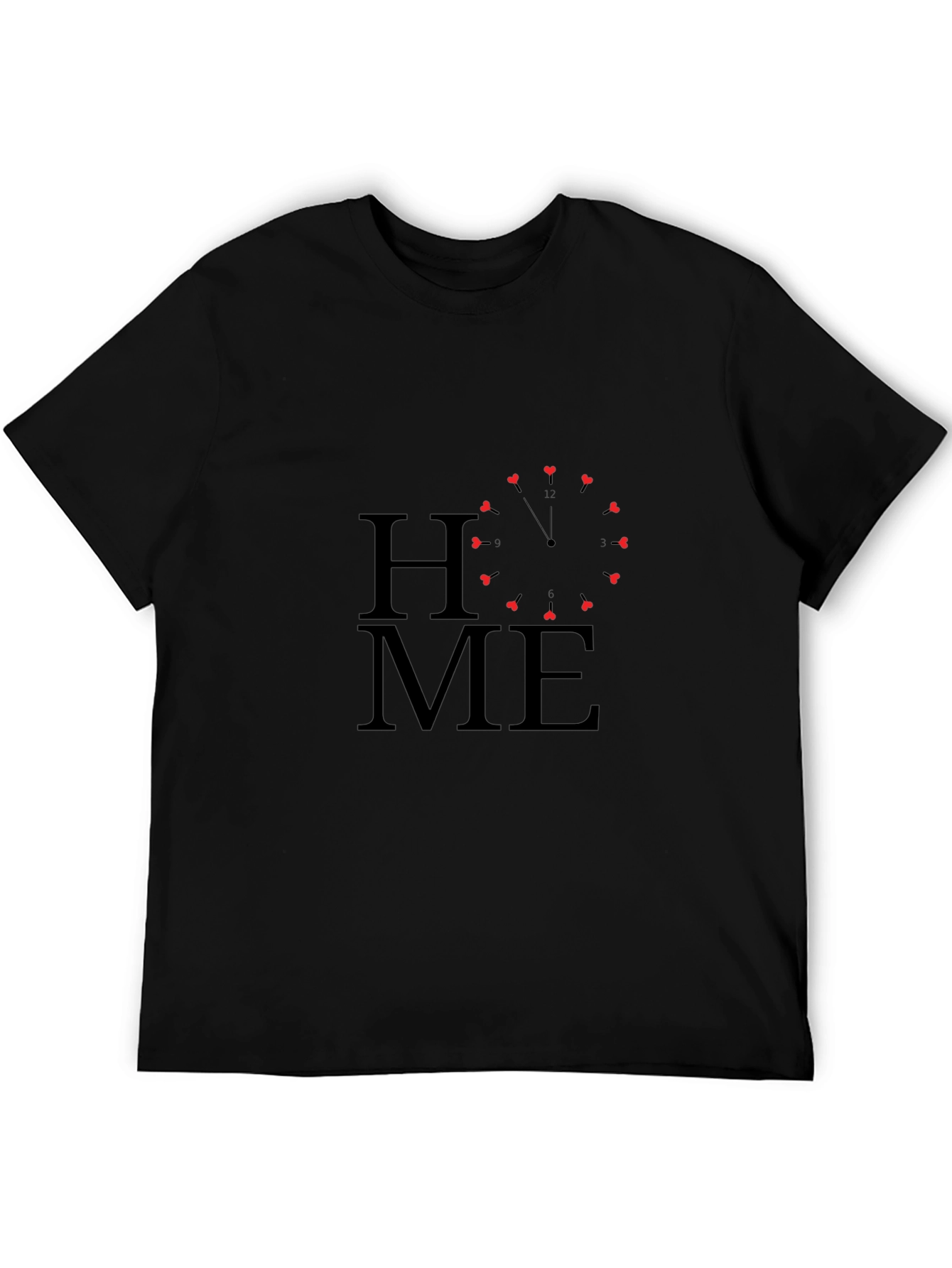 HOME Heart Clock Black T-Shirt
