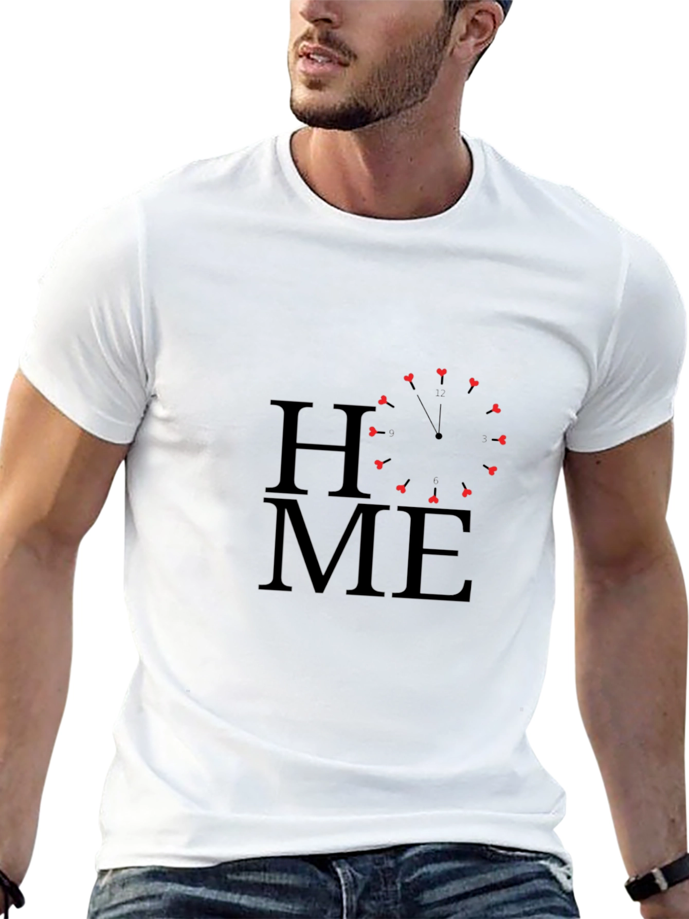 HOME Heart Clock Black T-Shirt