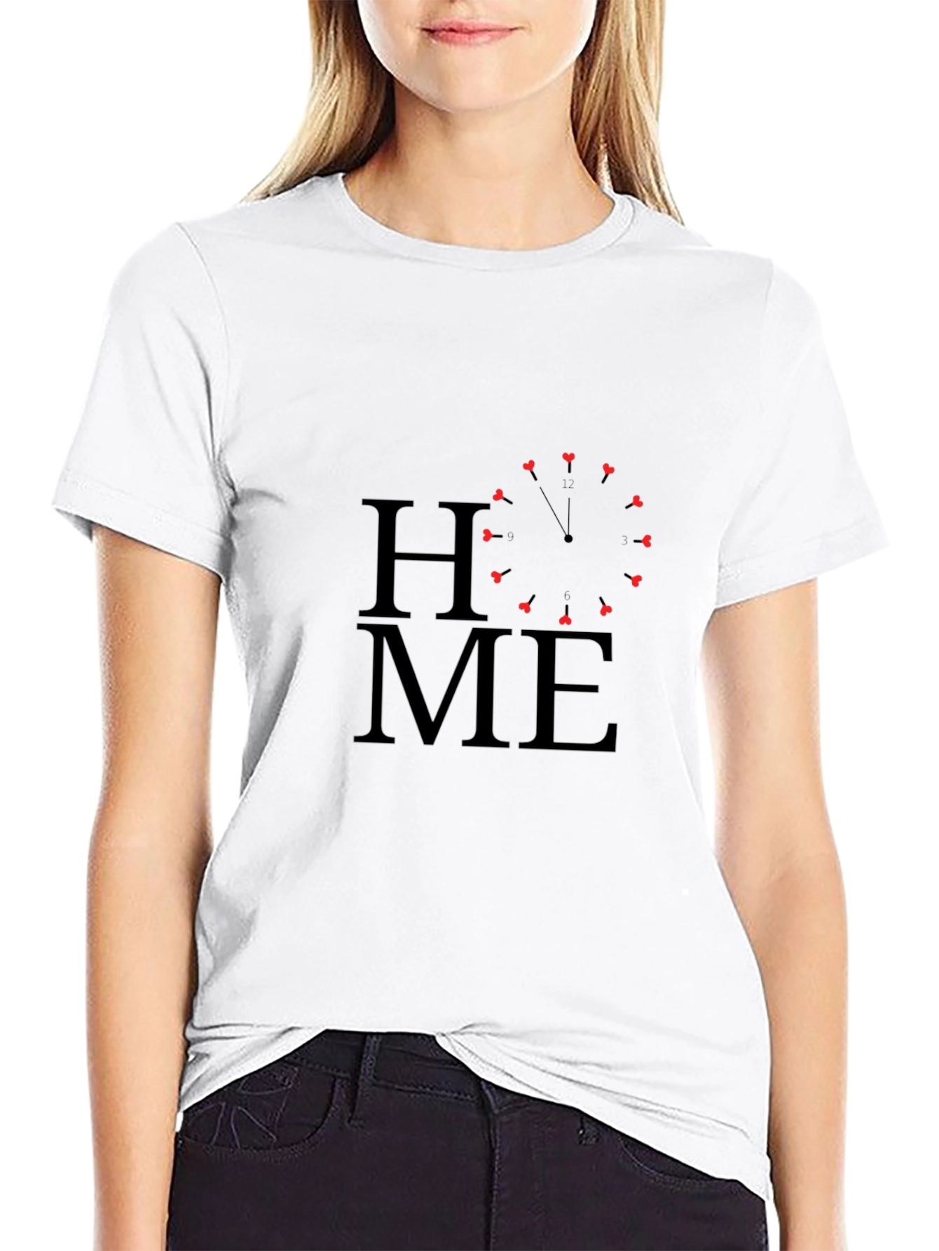 HOME Heart Clock Black T-Shirt