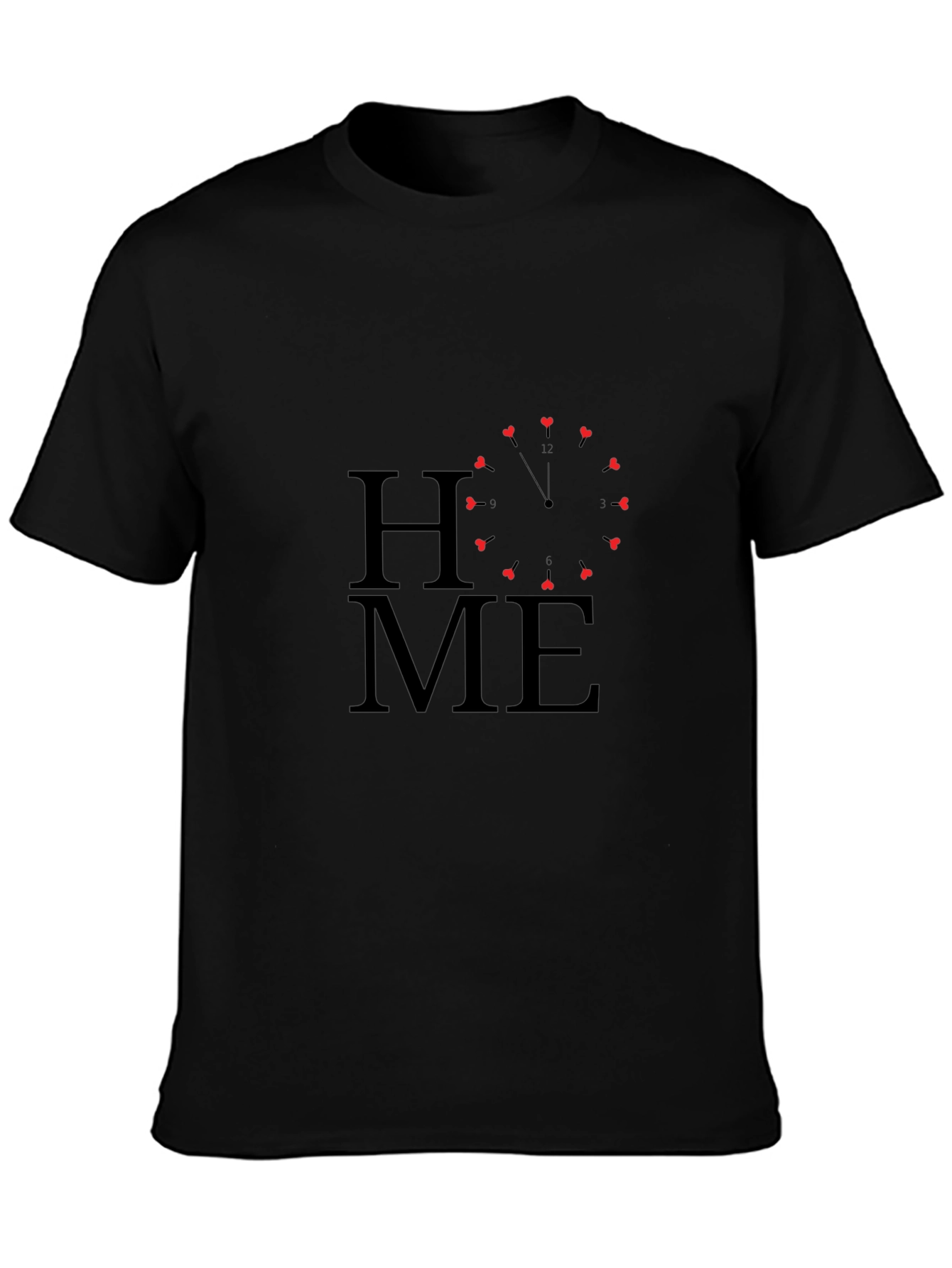 HOME Heart Clock Black T-Shirt