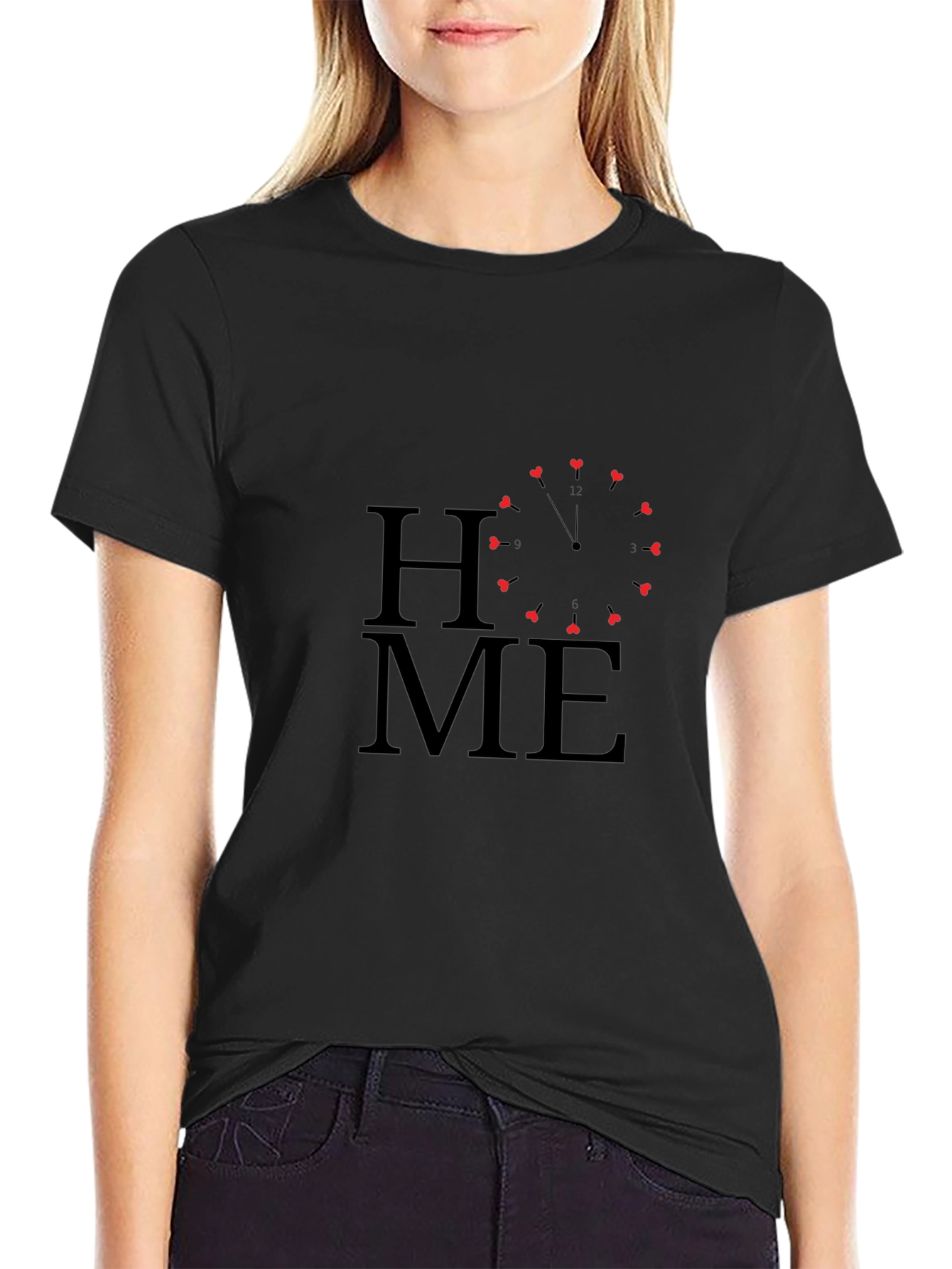 HOME Heart Clock Black T-Shirt