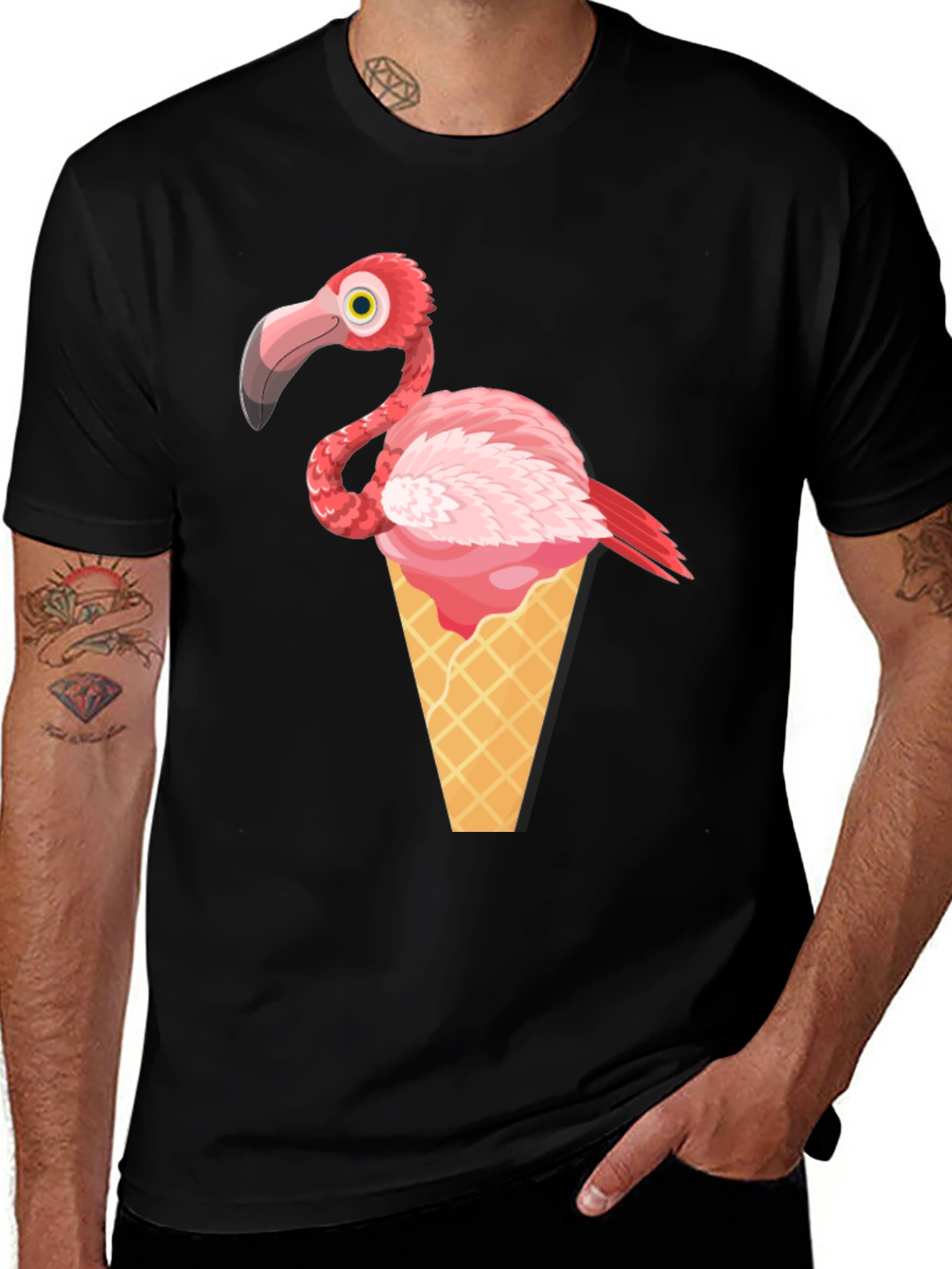 Flamingo Ice Cream Cone Graphic Tee