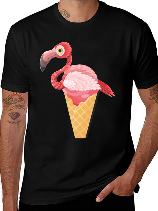 Flamingo Ice Cream Cone Graphic Tee
