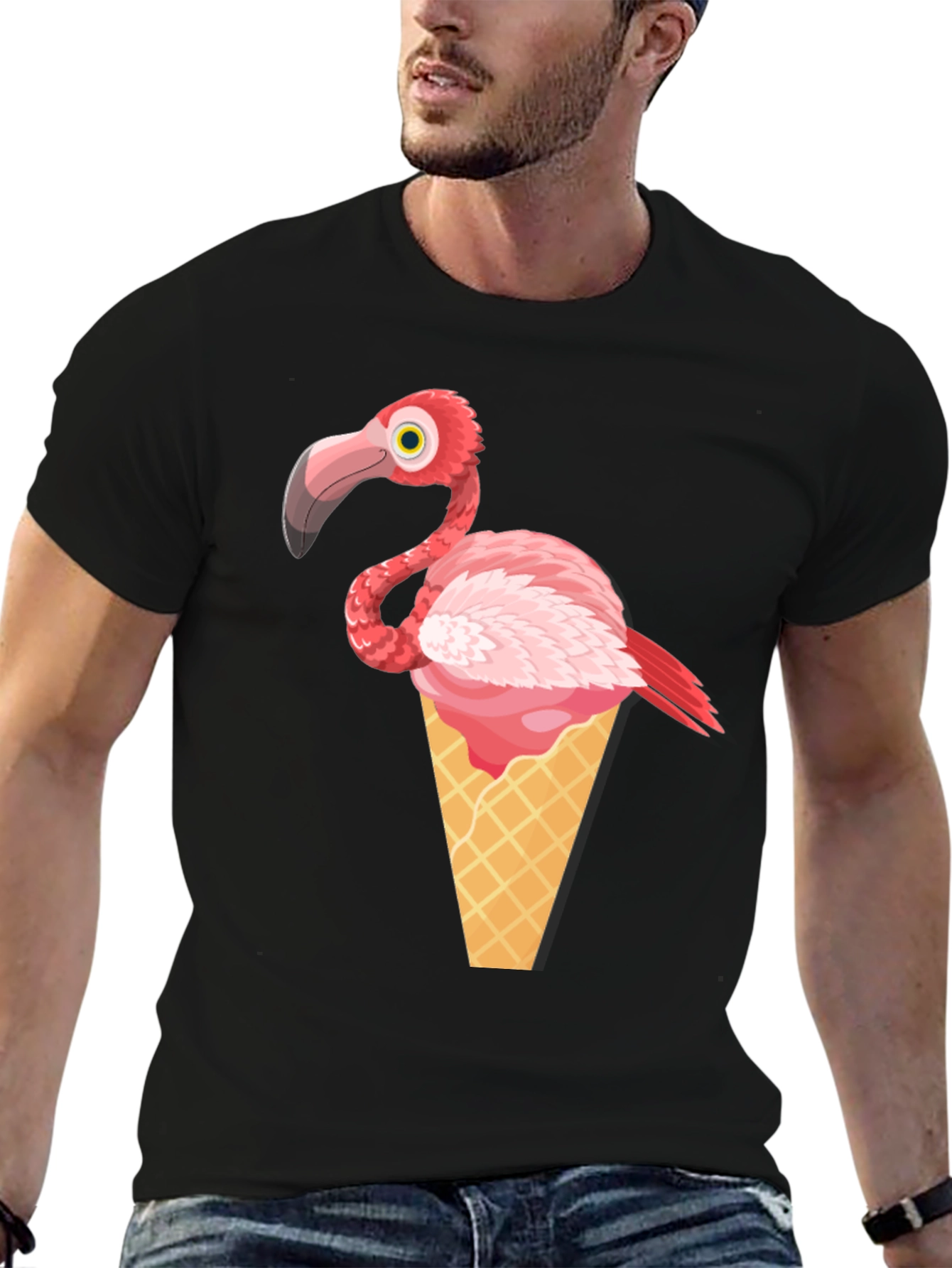 Flamingo Ice Cream Cone Graphic Tee