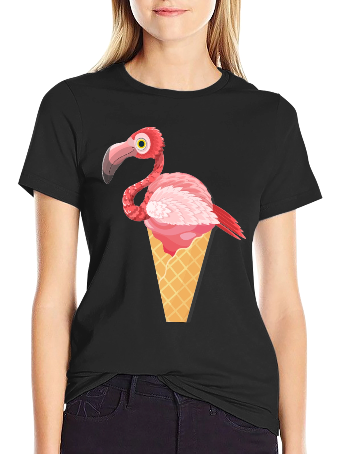 Flamingo Ice Cream Cone Graphic Tee