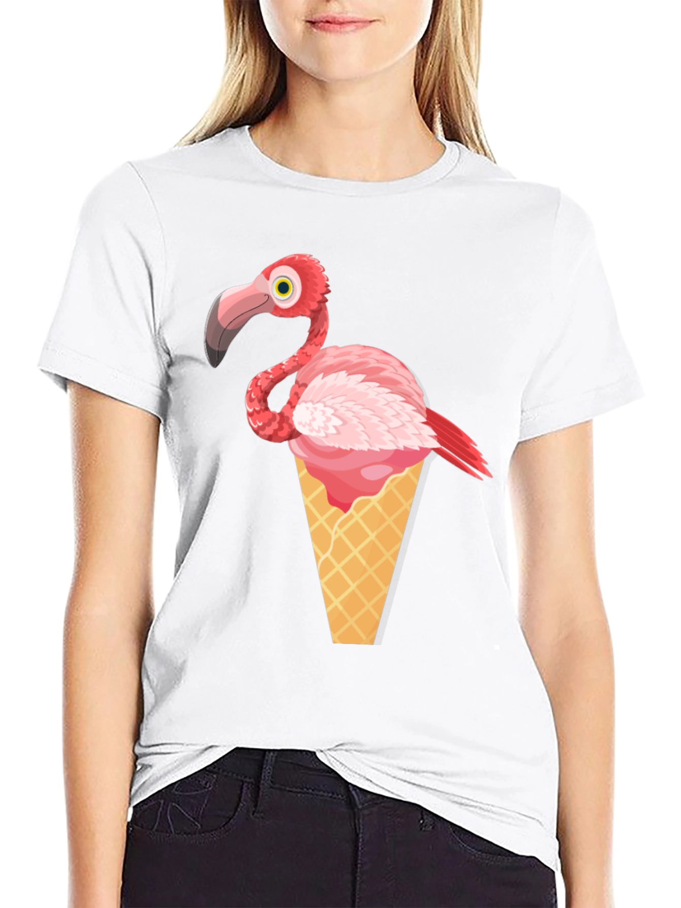 Flamingo Ice Cream Cone Graphic Tee