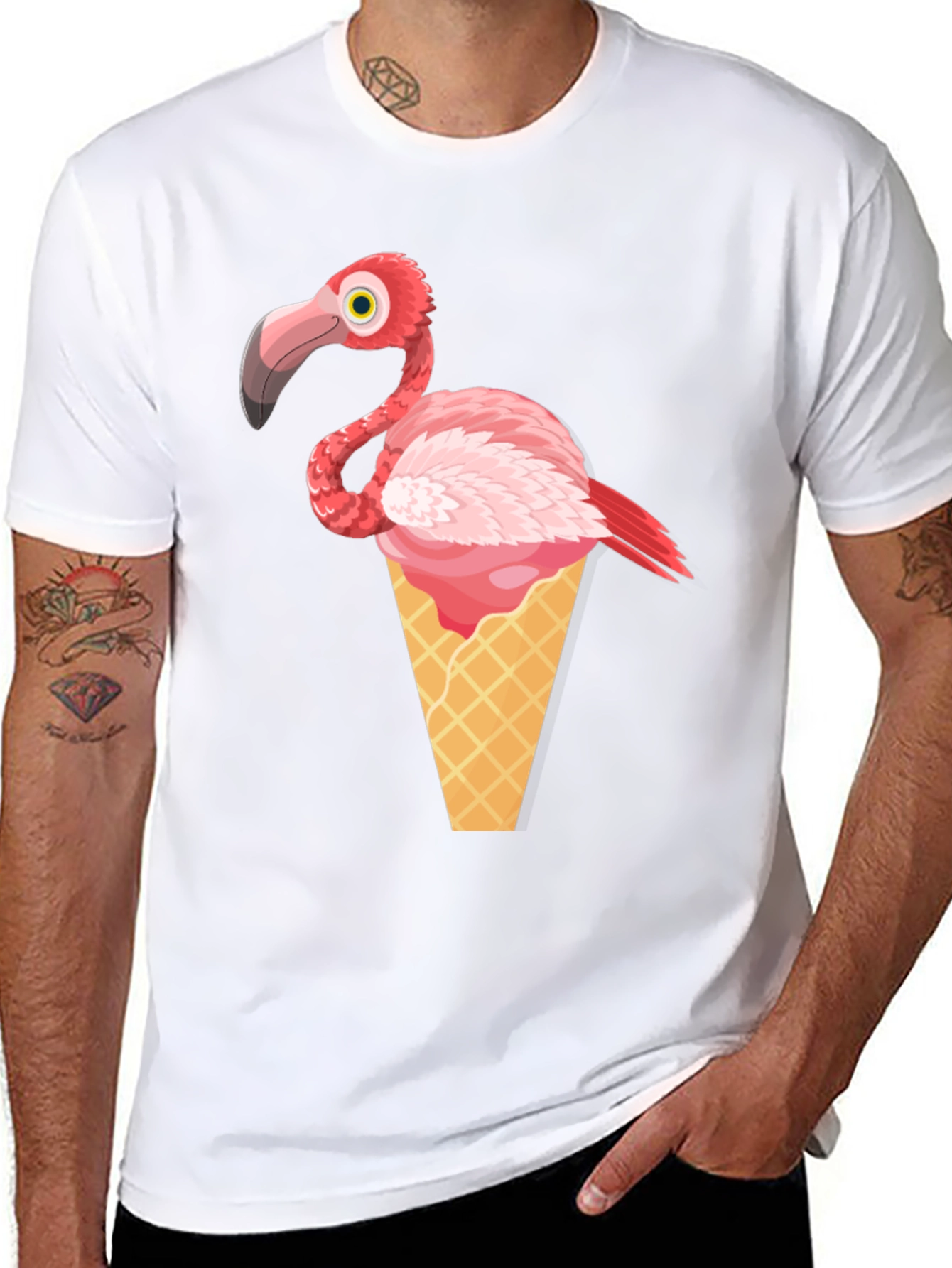 Flamingo Ice Cream Cone Graphic Tee