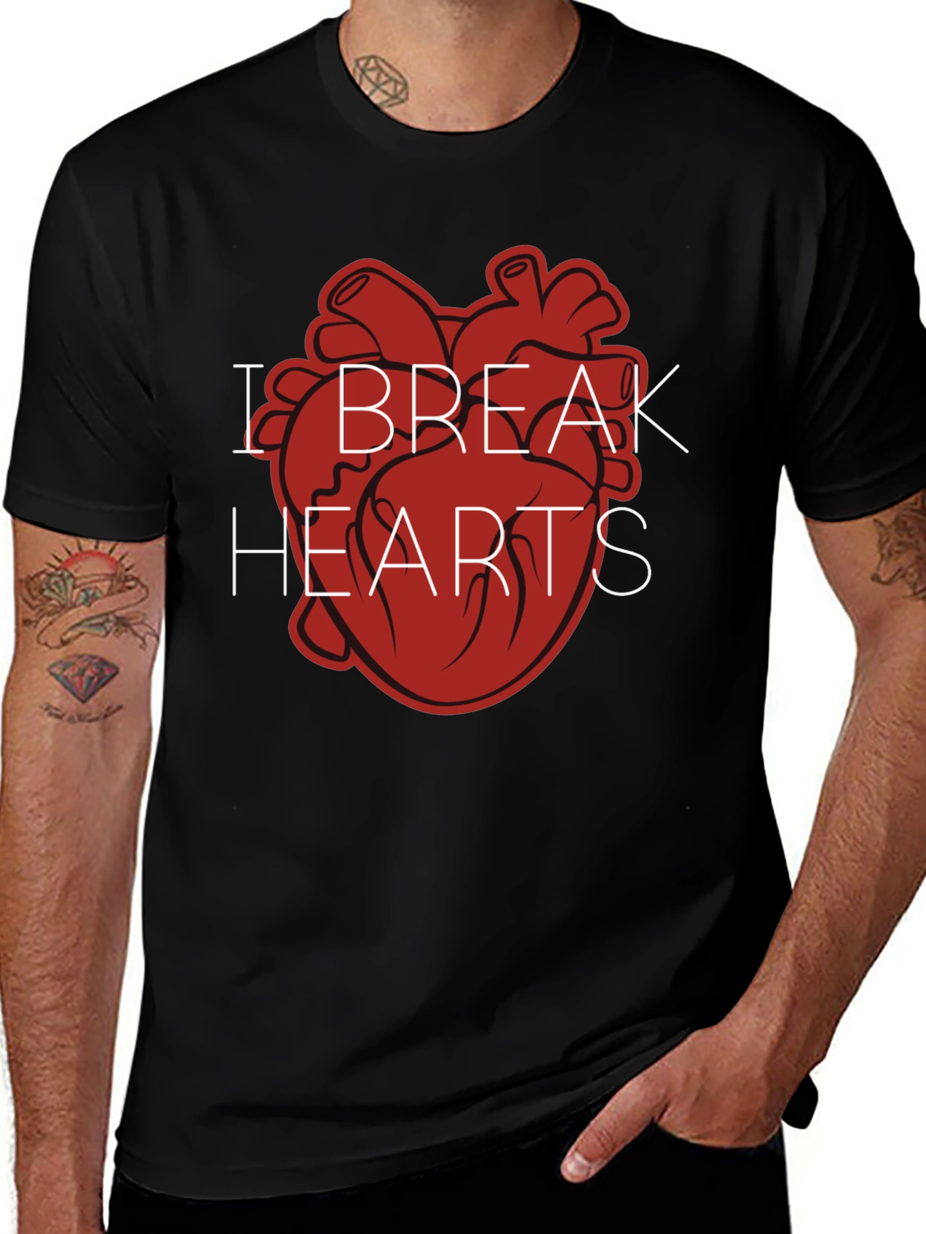 I Break Hearts Graphic Tee - Mens Black T-Shirt