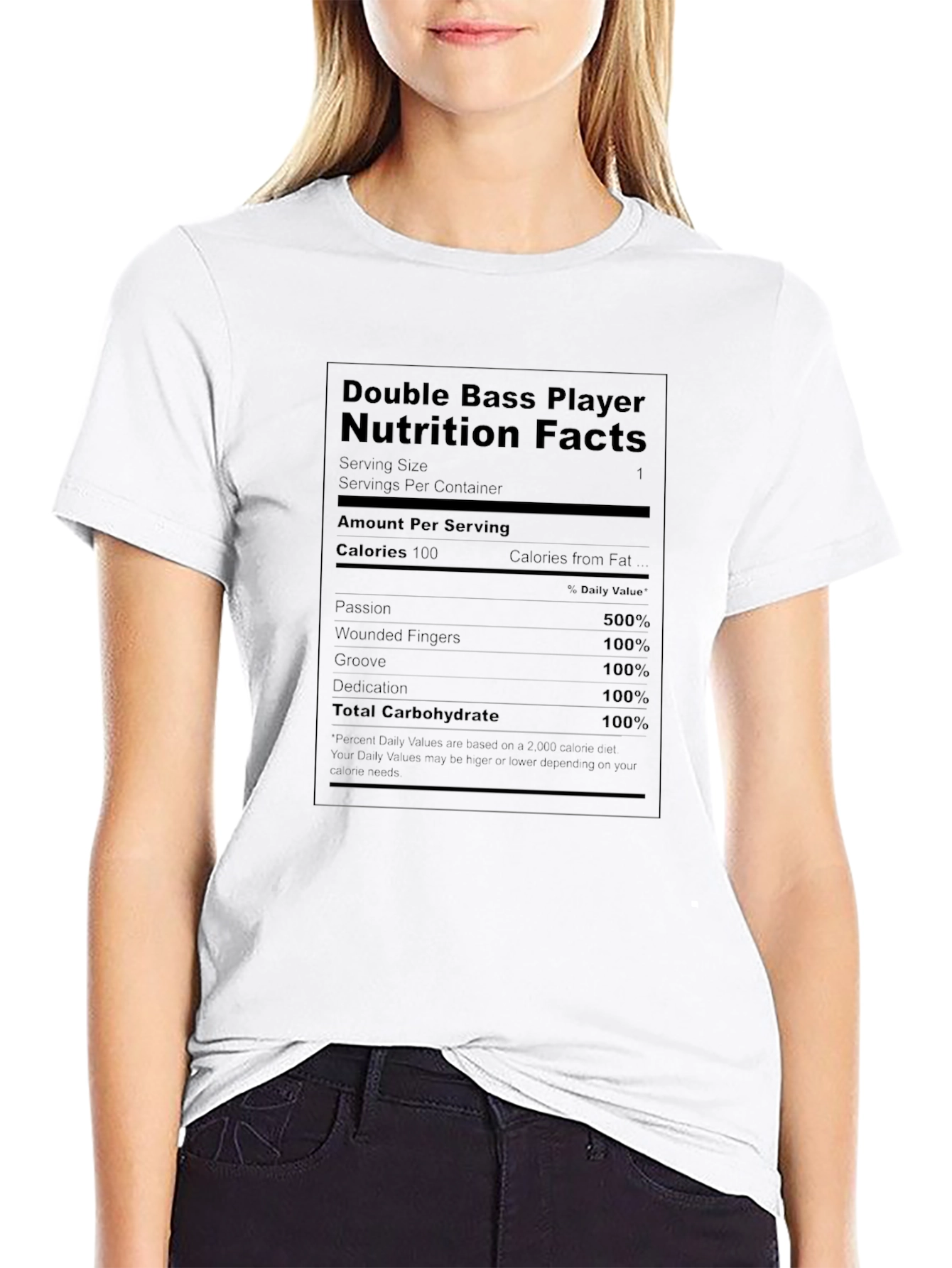 Double Bass Player Nutrition Facts T-Shirt