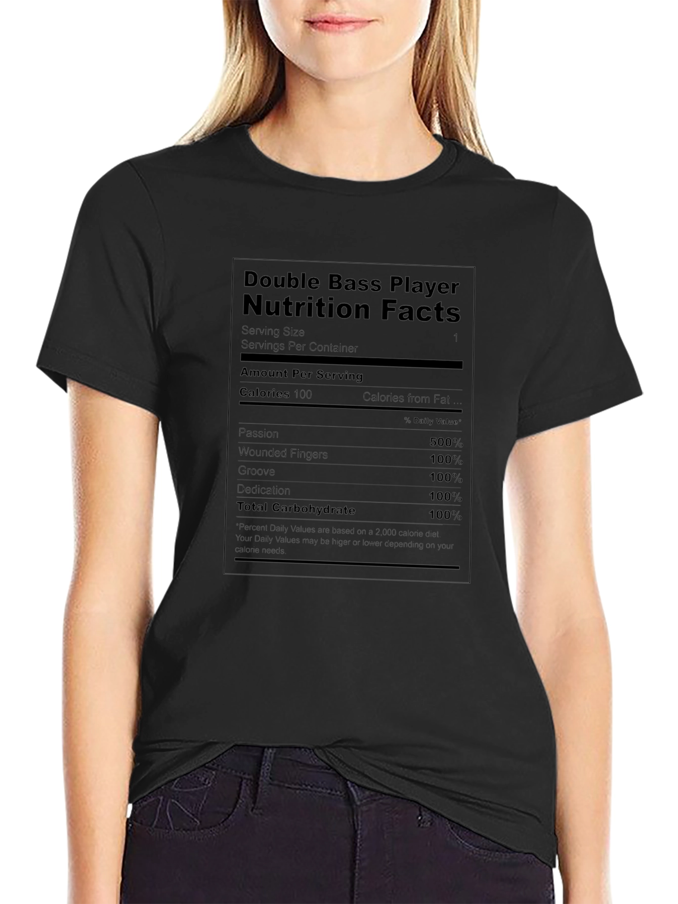 Double Bass Player Nutrition Facts T-Shirt
