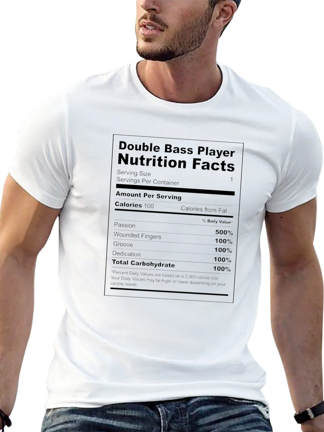 Double Bass Player Nutrition Facts T-Shirt