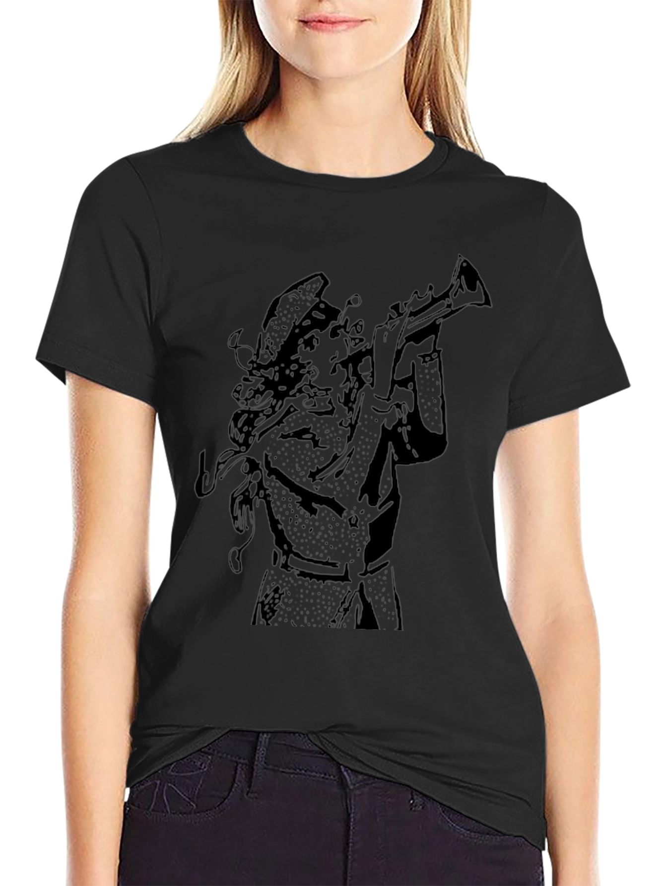 Graphic Trumpet Man Black T-Shirt