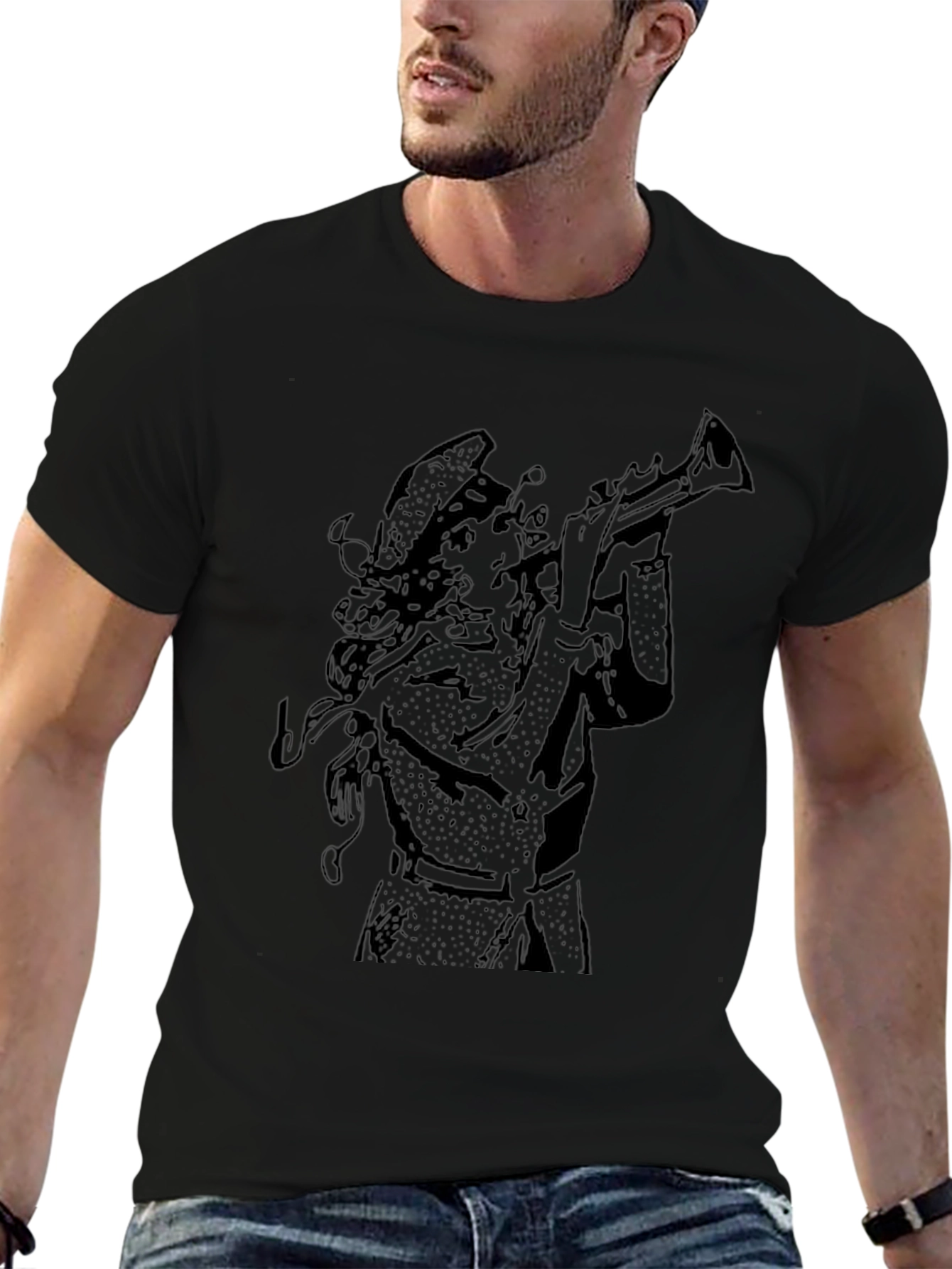 Graphic Trumpet Man Black T-Shirt