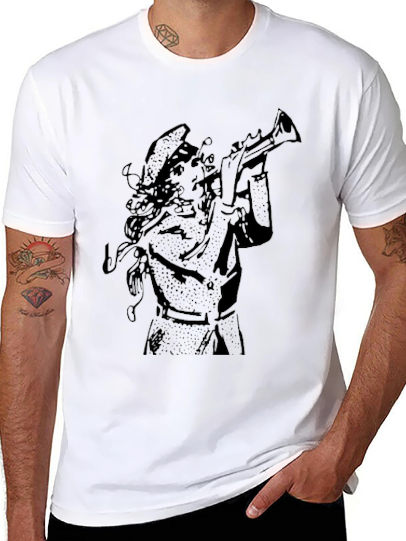 Graphic Trumpet Man Black T-Shirt