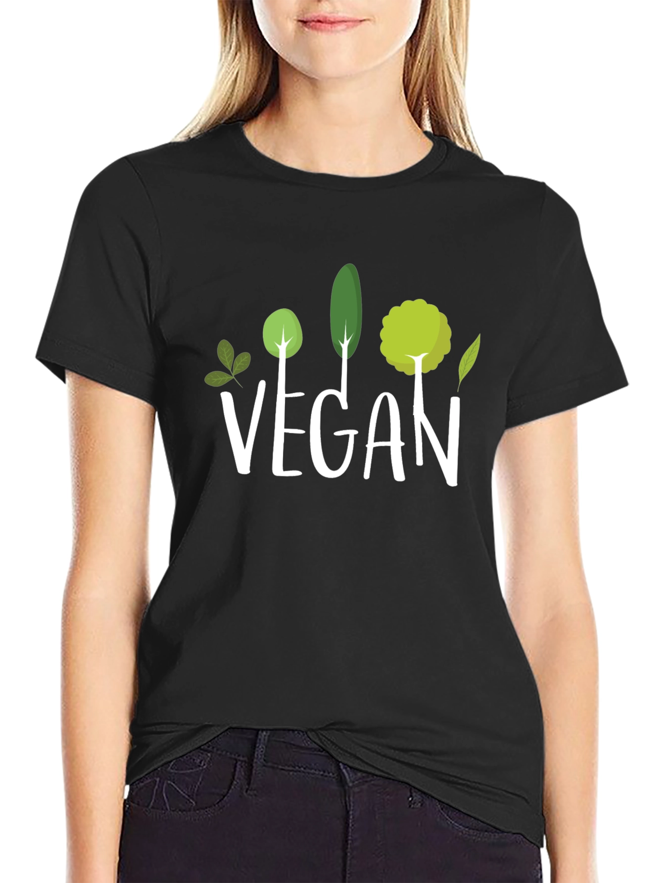 Vegan Graphic Tee - Tree Design - Black