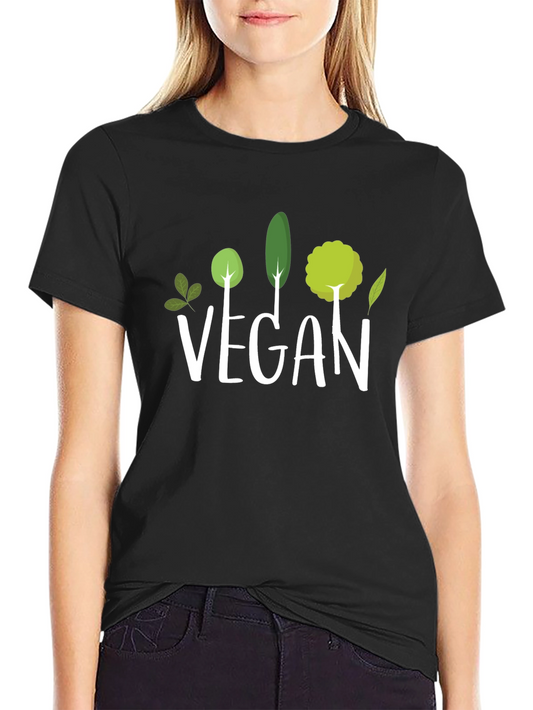 Vegan Graphic Tee - Tree Design - Black