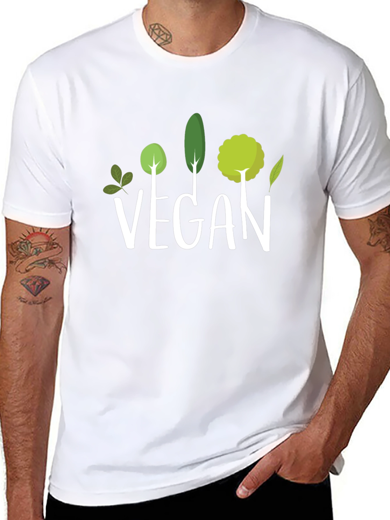 Vegan Graphic Tee - Tree Design - Black