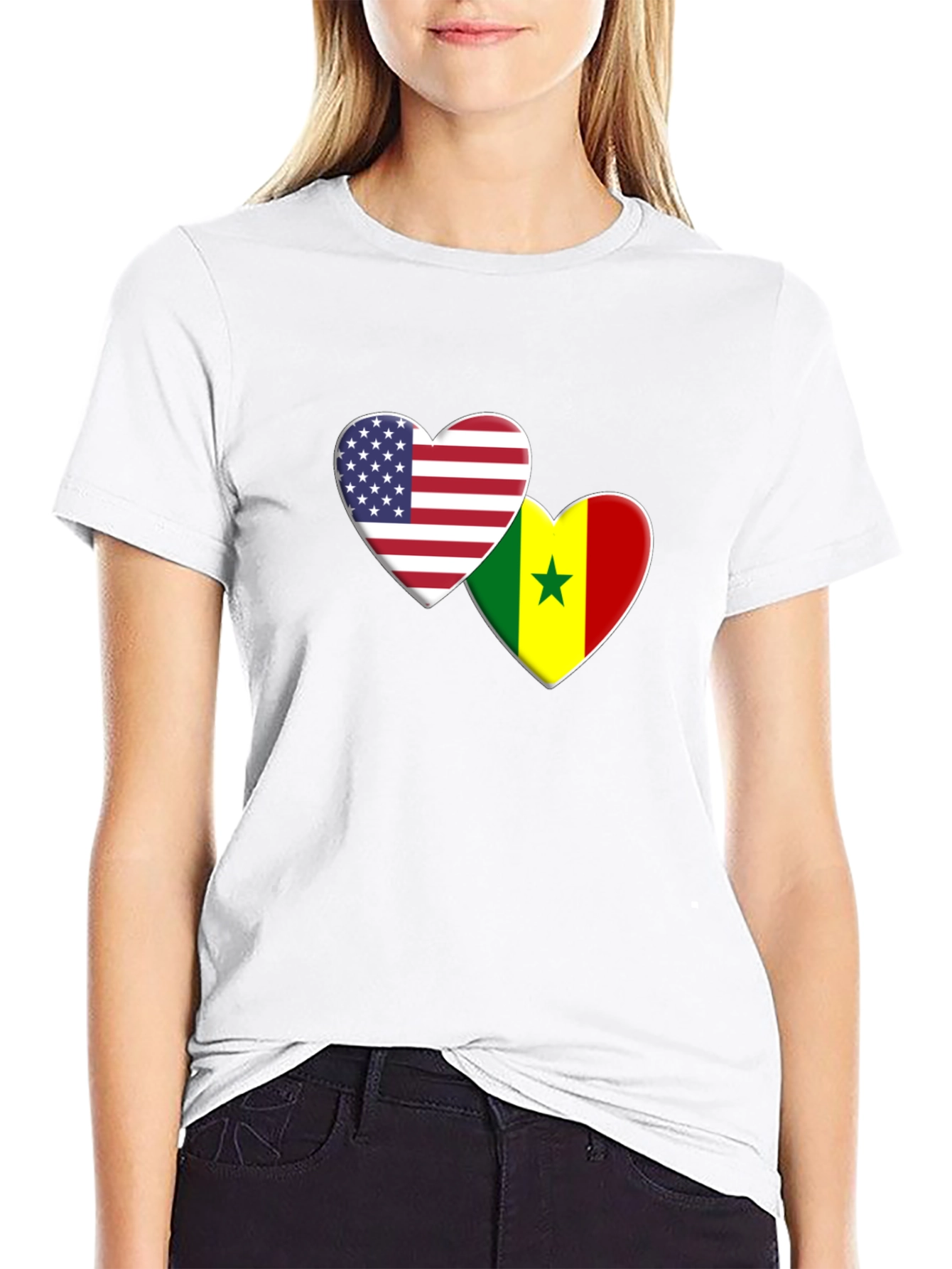 USA Senegal Heart Flag T-Shirt