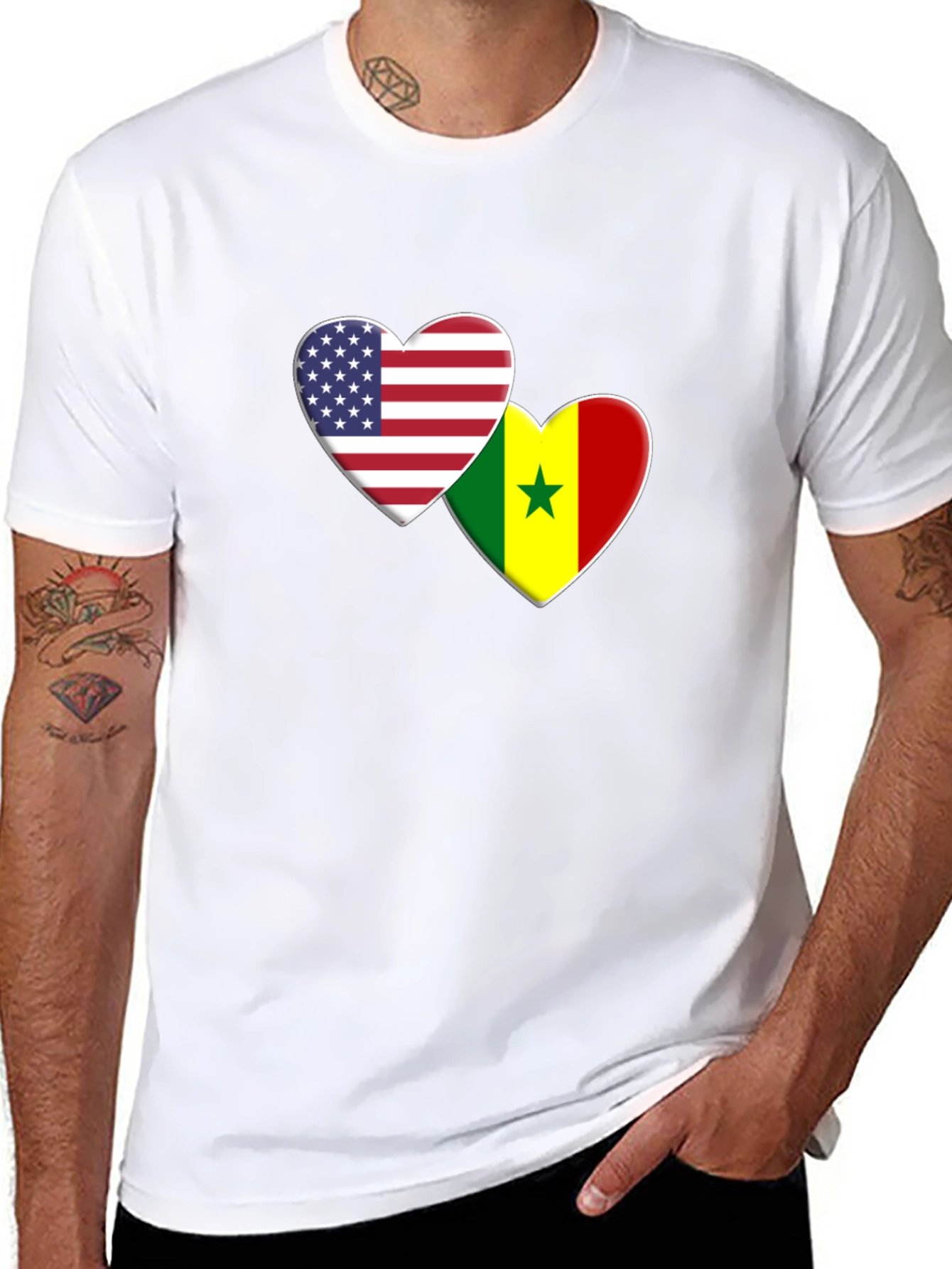 USA Senegal Heart Flag T-Shirt