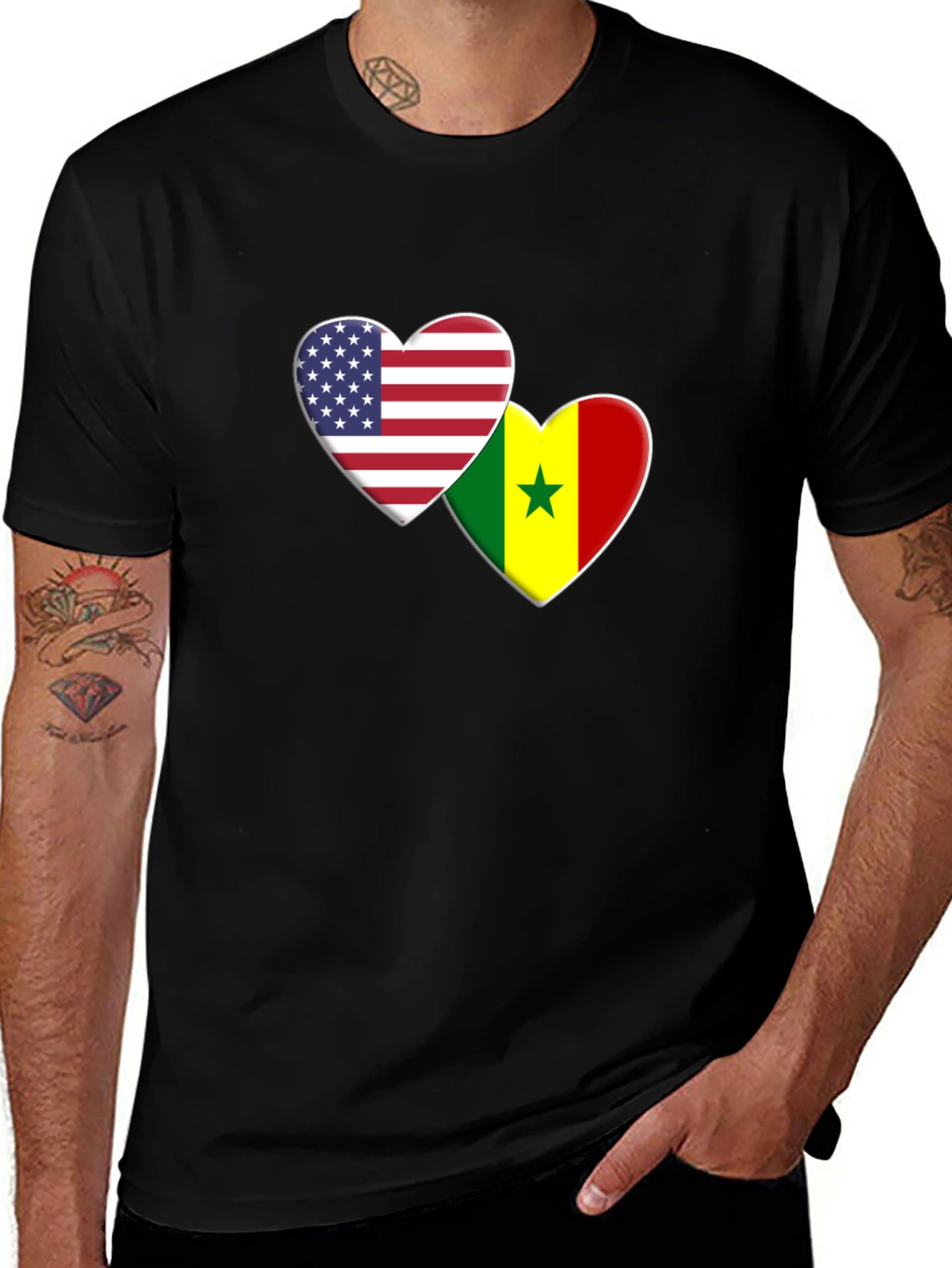 USA Senegal Heart Flag T-Shirt