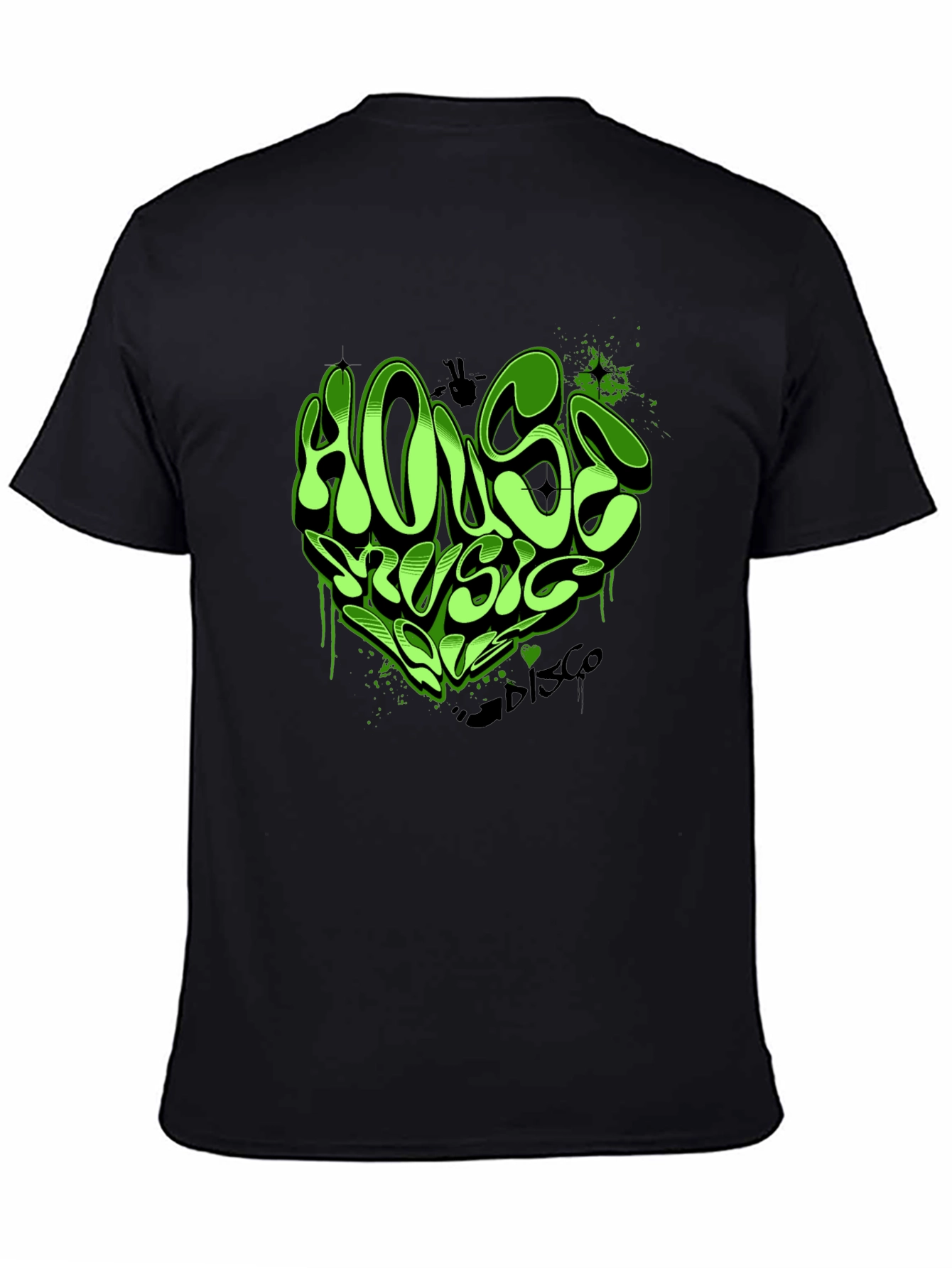 House Music T-Shirt - Green Graffiti Heart Design