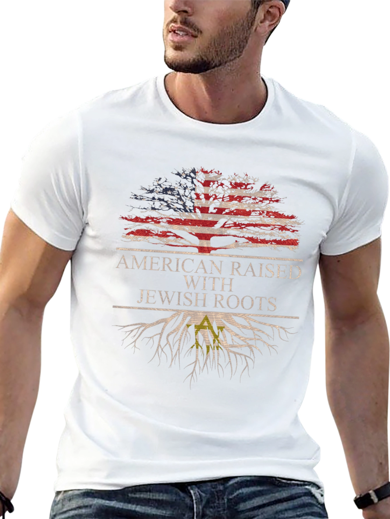 American Raised With Jewish Roots Tree T-Shirt