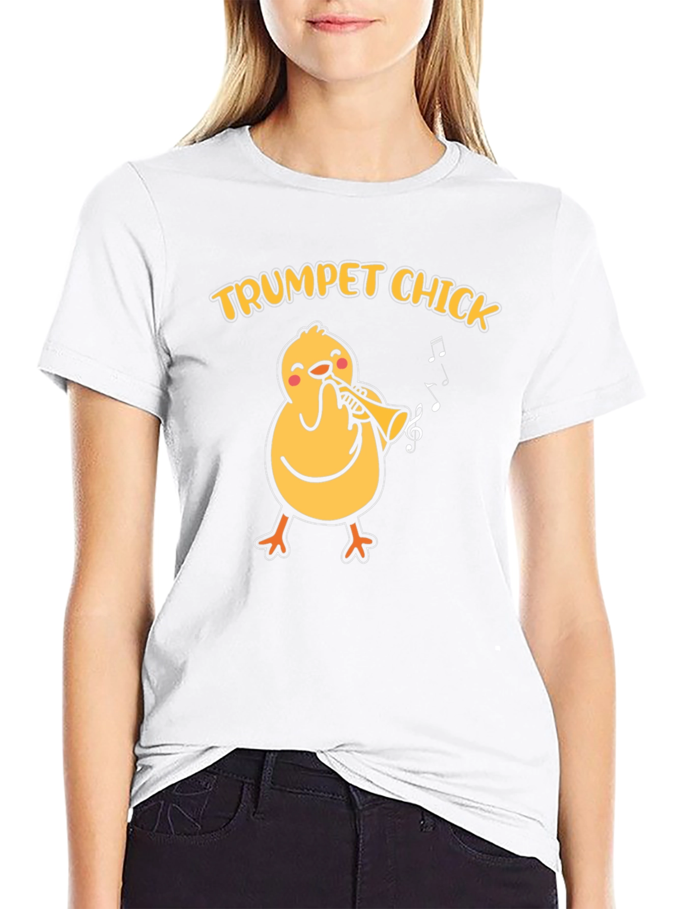 Trumpet Chick T-Shirt - Musical Bird Tee