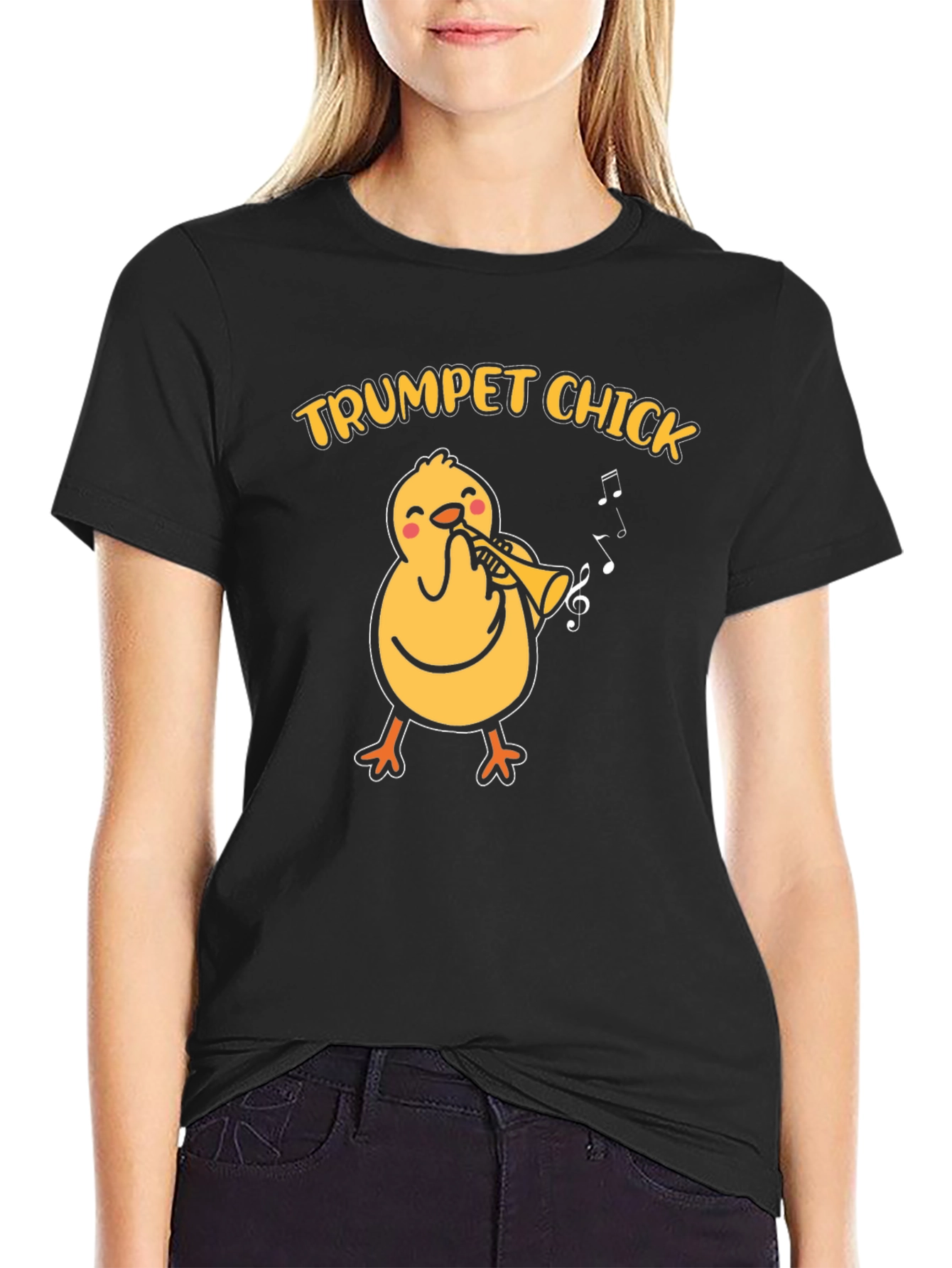 Trumpet Chick T-Shirt - Musical Bird Tee