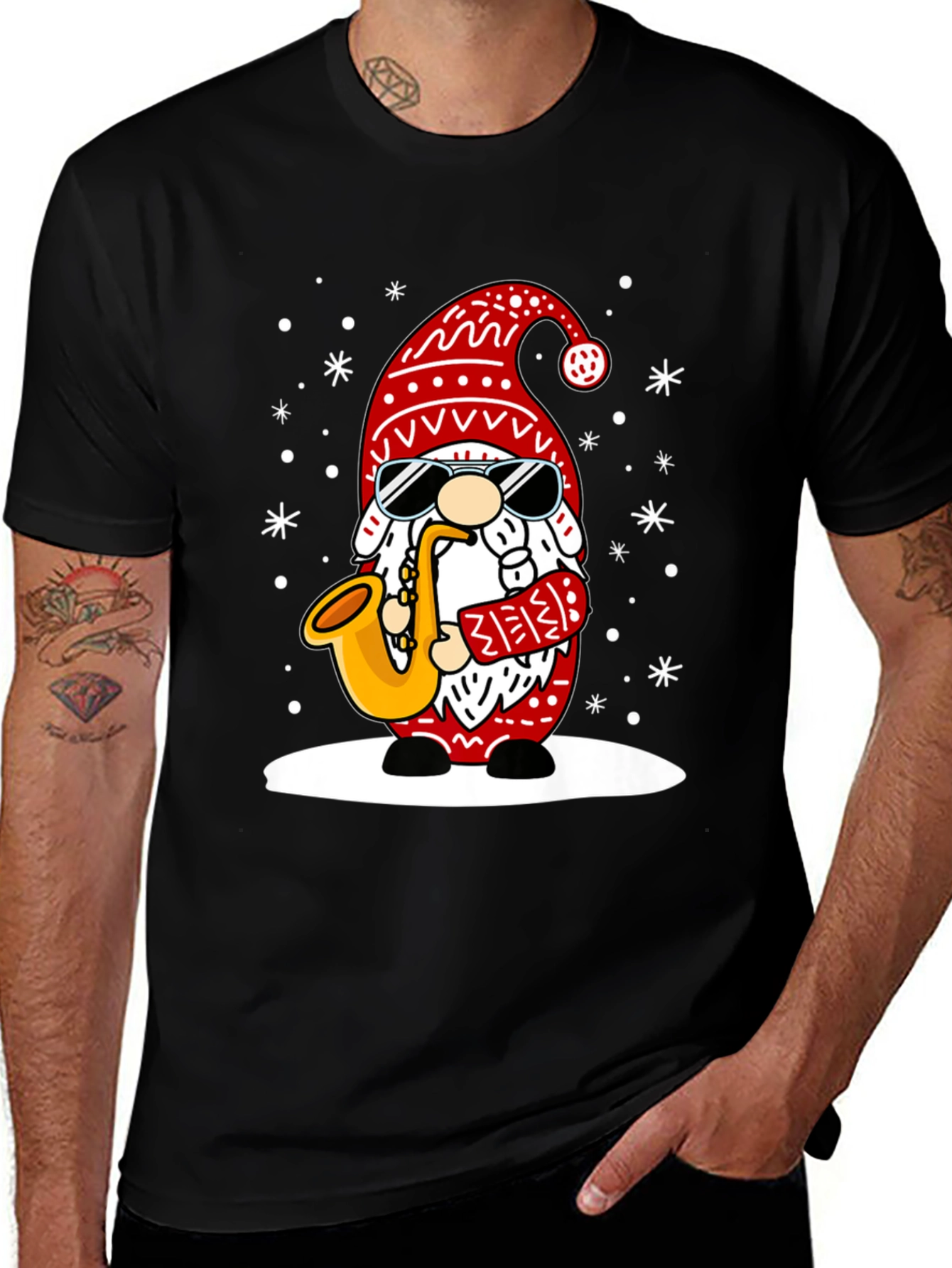 Festive Gnome Saxophone T-Shirt