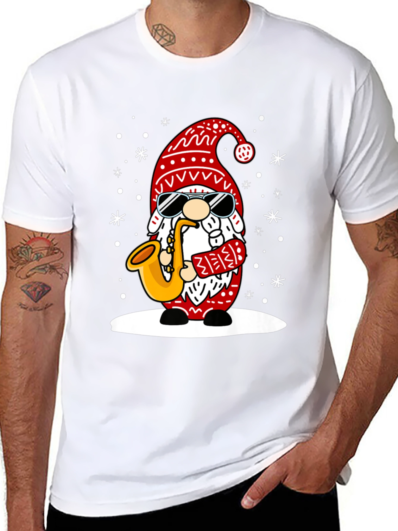 Festive Gnome Saxophone T-Shirt