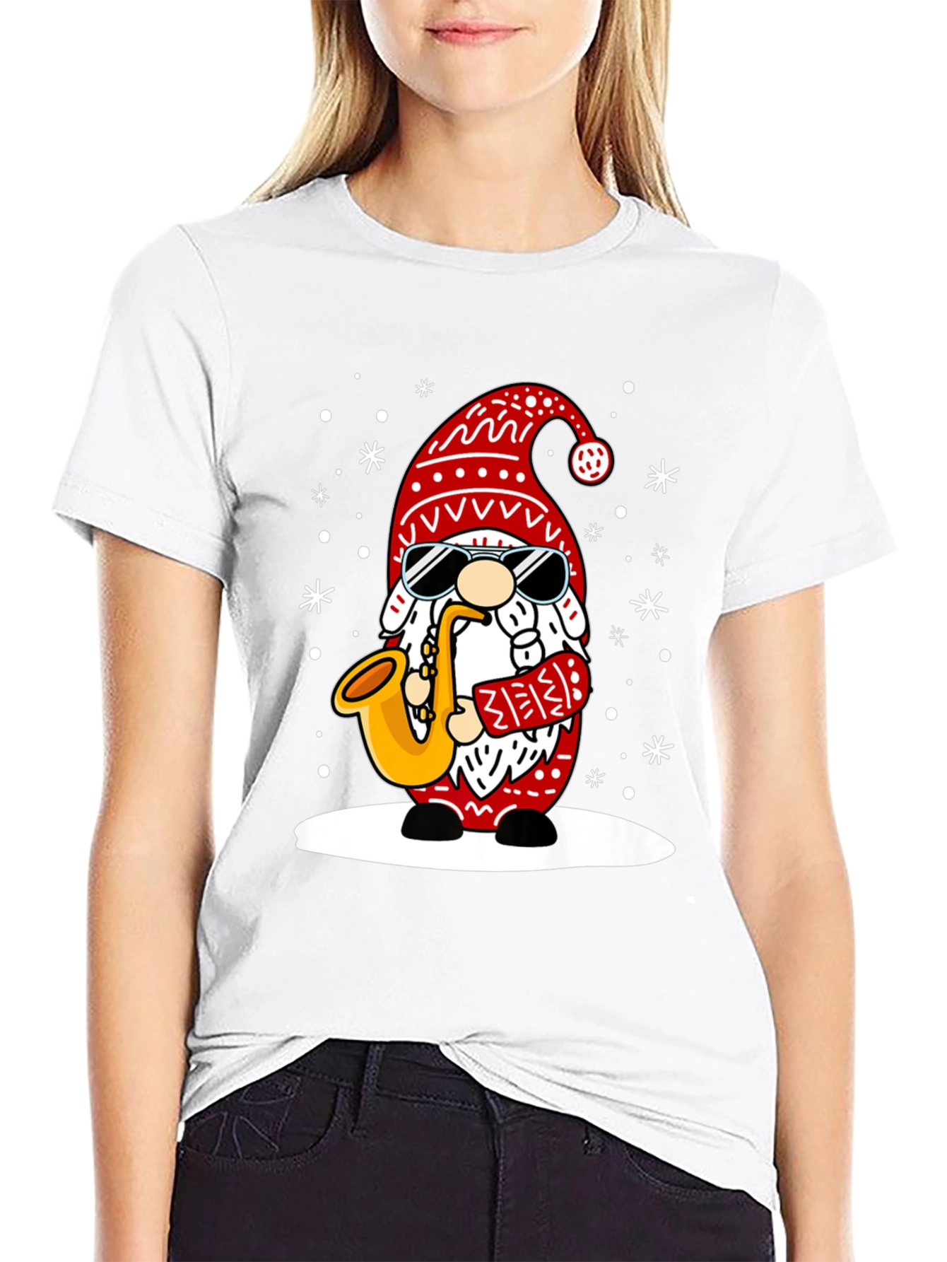 Festive Gnome Saxophone T-Shirt