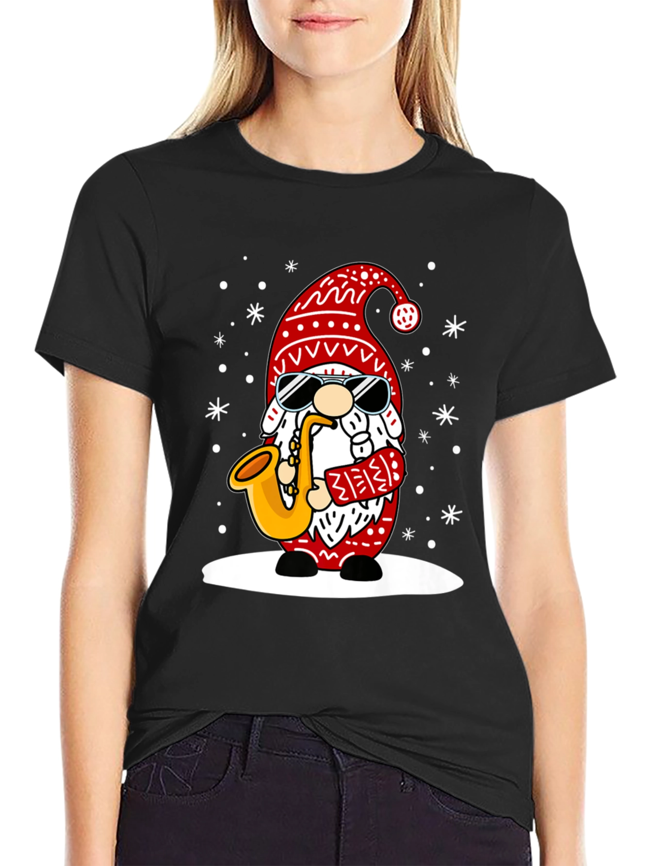Festive Gnome Saxophone T-Shirt