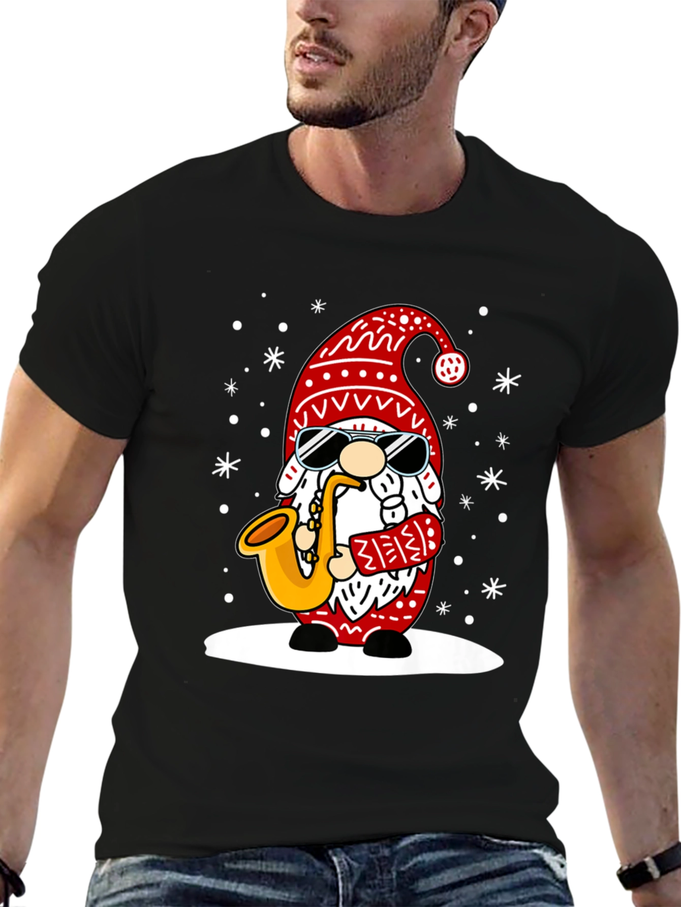 Festive Gnome Saxophone T-Shirt