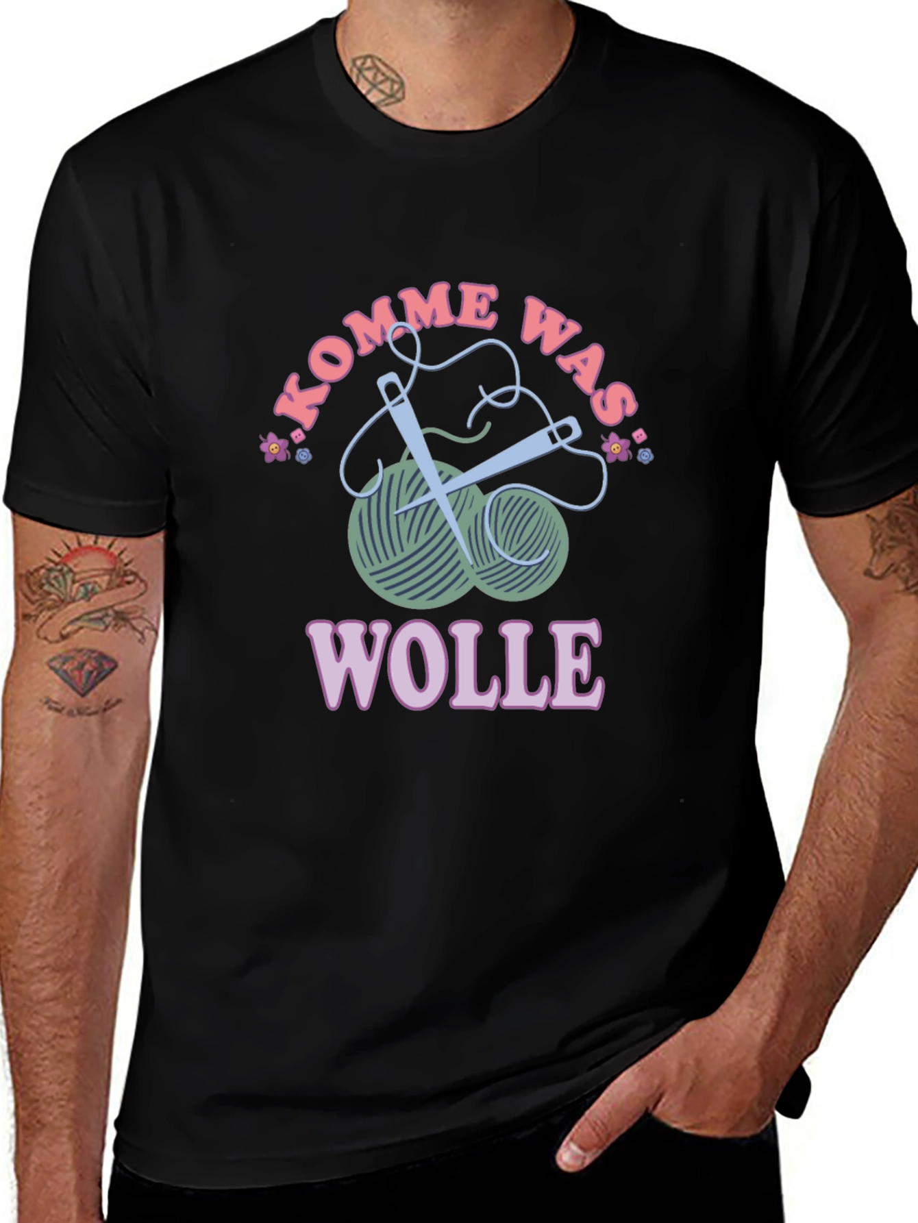Kommen Was Wolle T-Shirt - Knitting Love