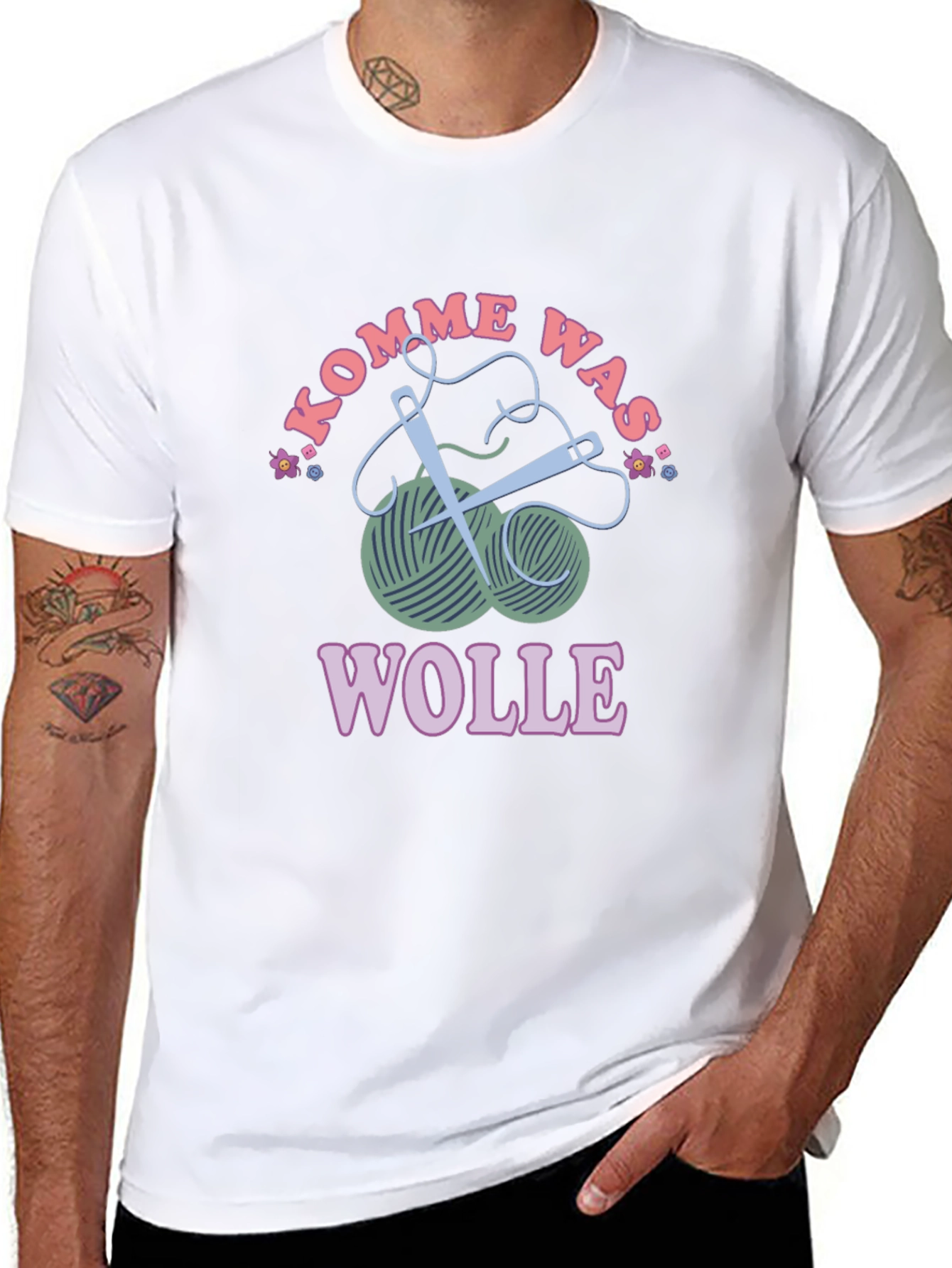 Kommen Was Wolle T-Shirt - Knitting Love