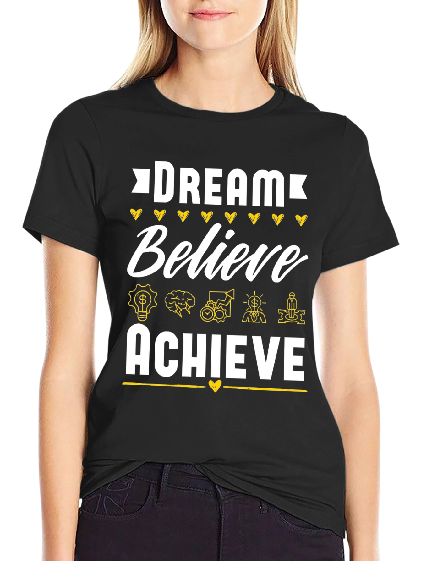 Dream Believe Achieve Black T-Shirt