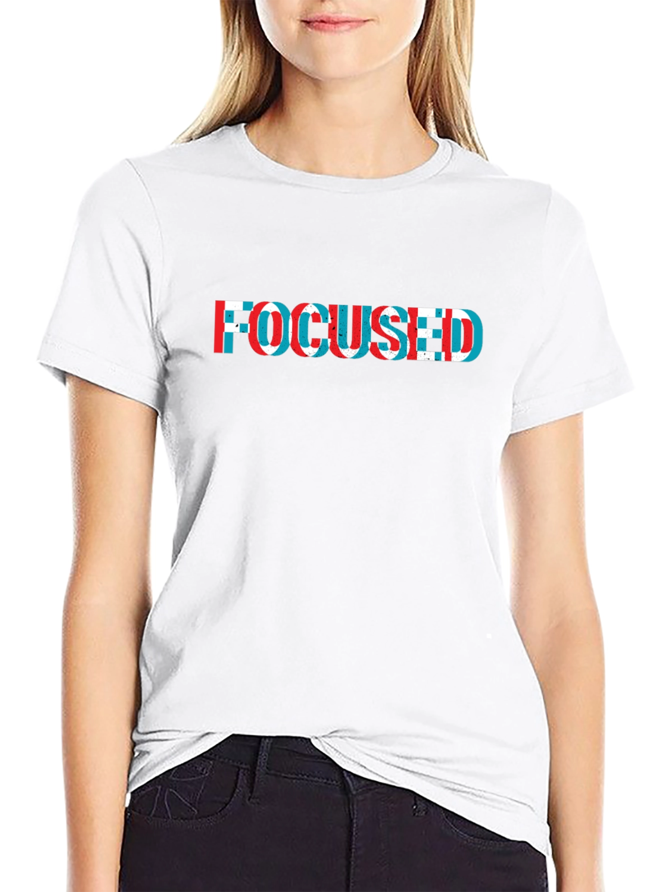 Focused Glitch Graphic Black T-Shirt