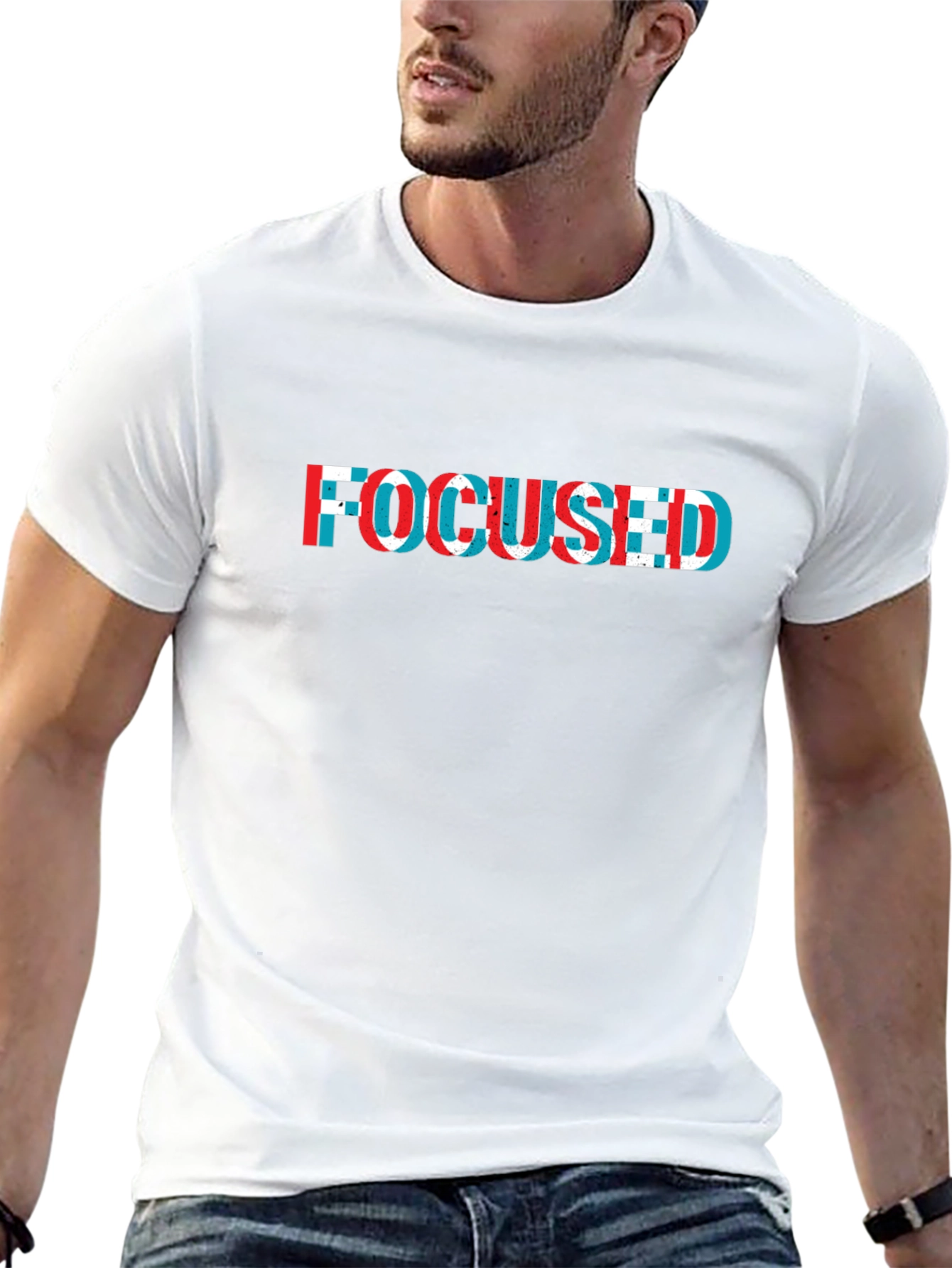 Focused Glitch Graphic Black T-Shirt