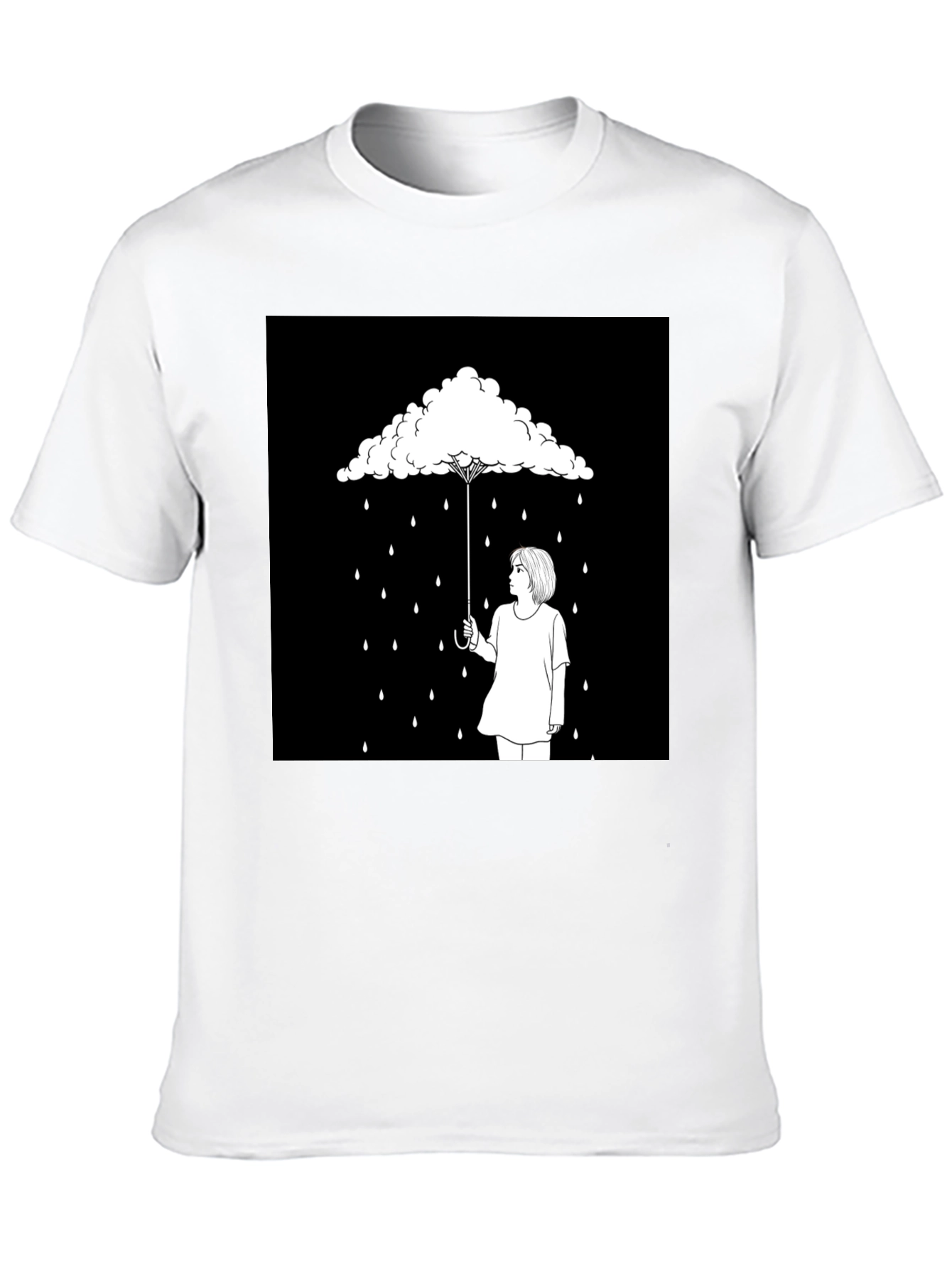 Cloud Umbrella Graphic Tee - Unique Black T-Shirt