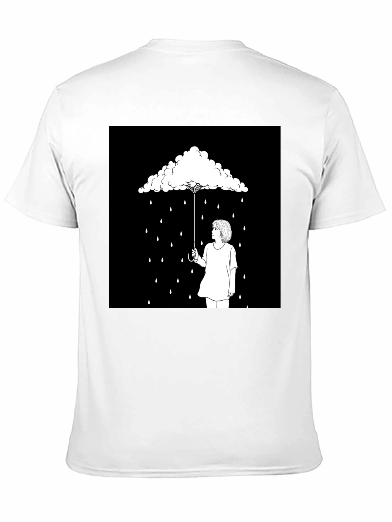 Cloud Umbrella Graphic Tee - Unique Black T-Shirt