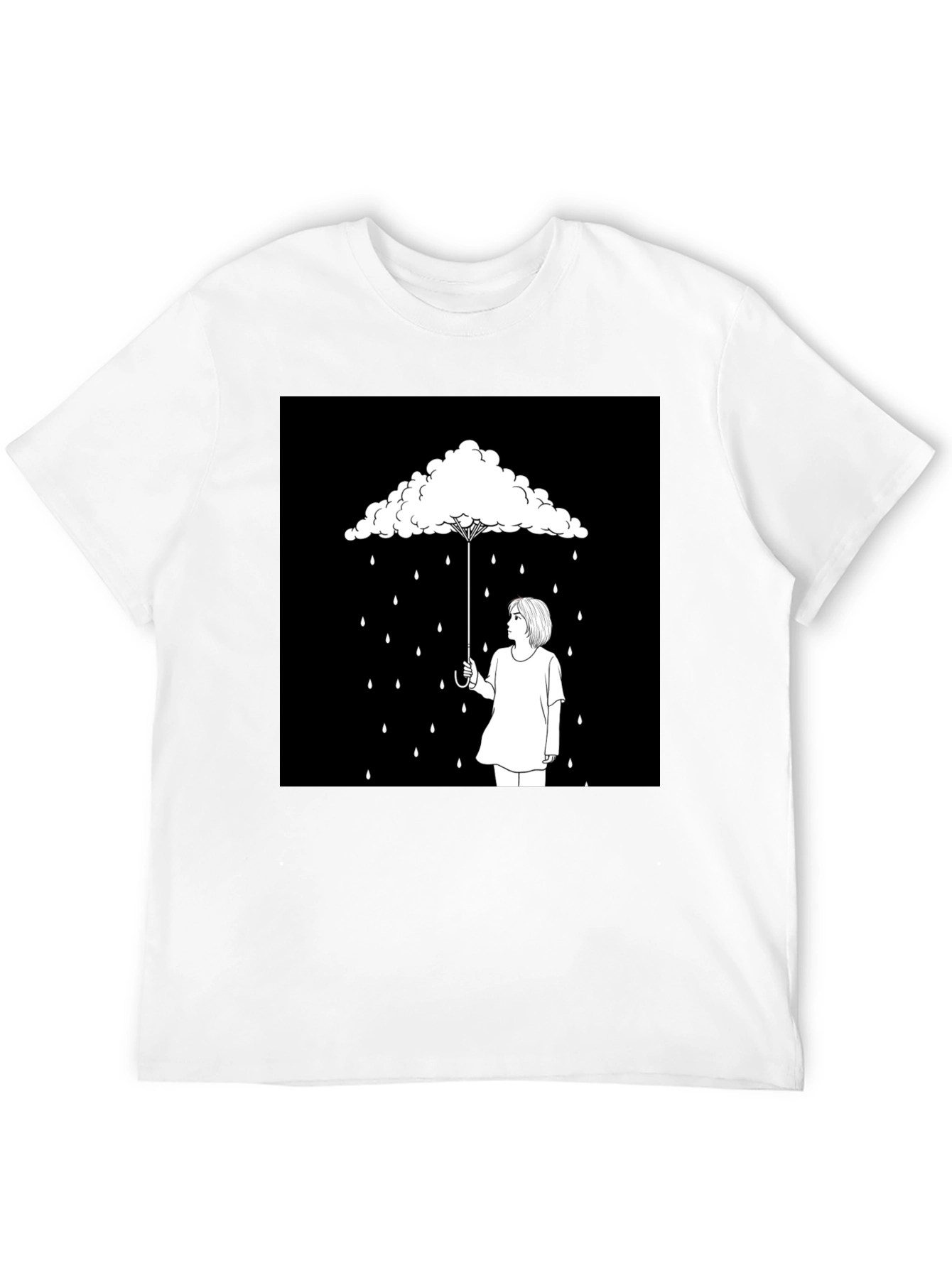 Cloud Umbrella Graphic Tee - Unique Black T-Shirt