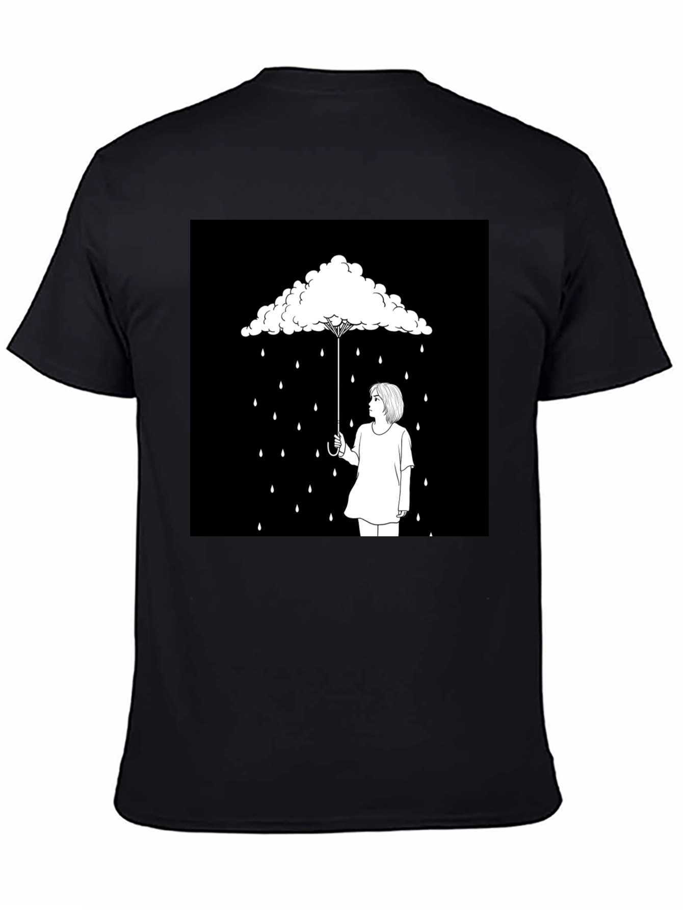 Cloud Umbrella Graphic Tee - Unique Black T-Shirt