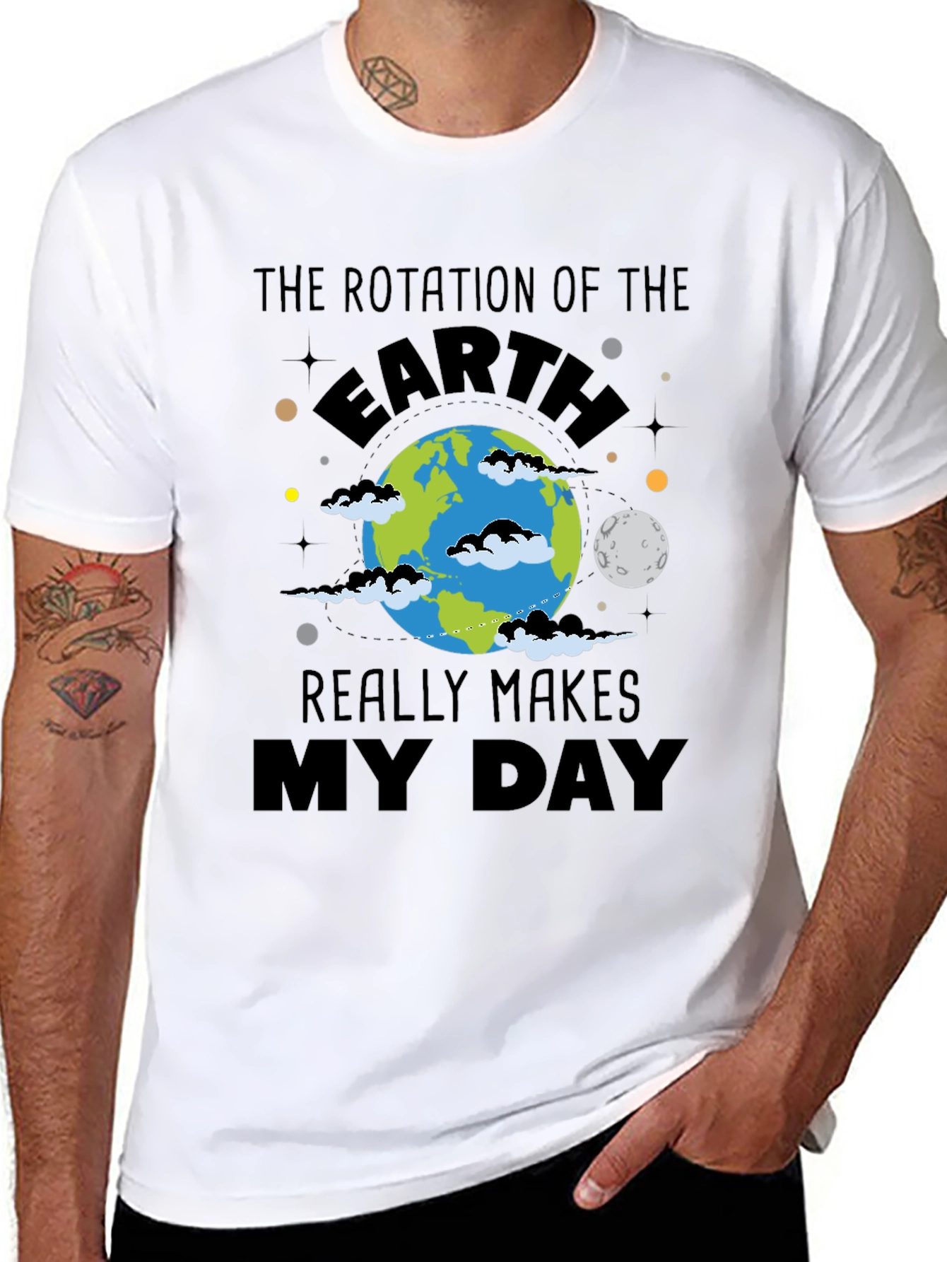 Earth Rotation Graphic Black T-Shirt