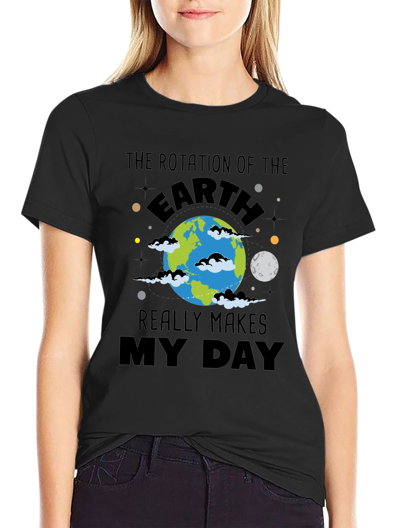 Earth Rotation Graphic Black T-Shirt
