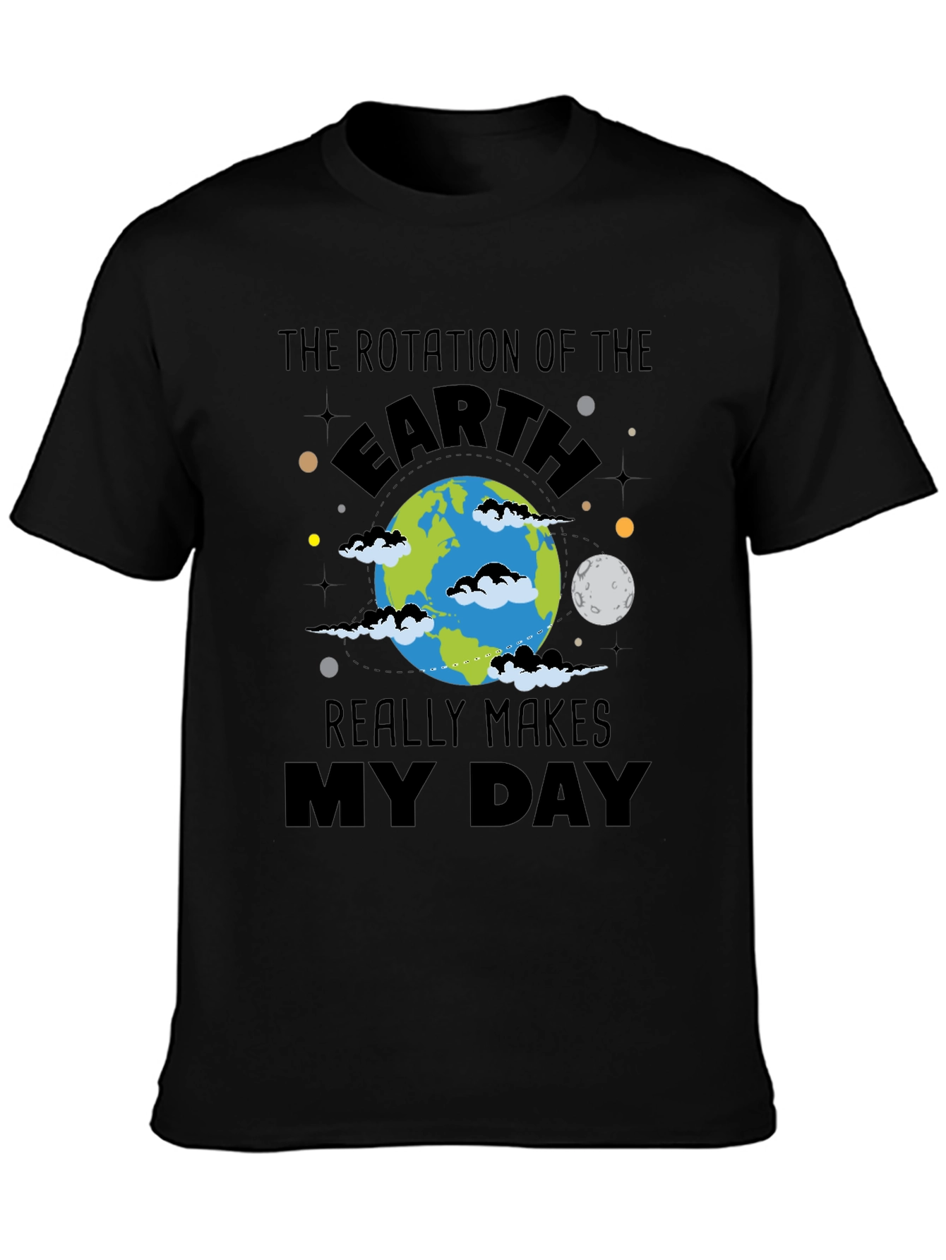 Earth Rotation Graphic Black T-Shirt