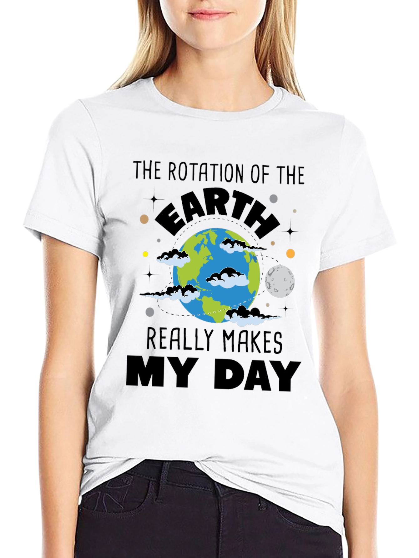 Earth Rotation Graphic Black T-Shirt